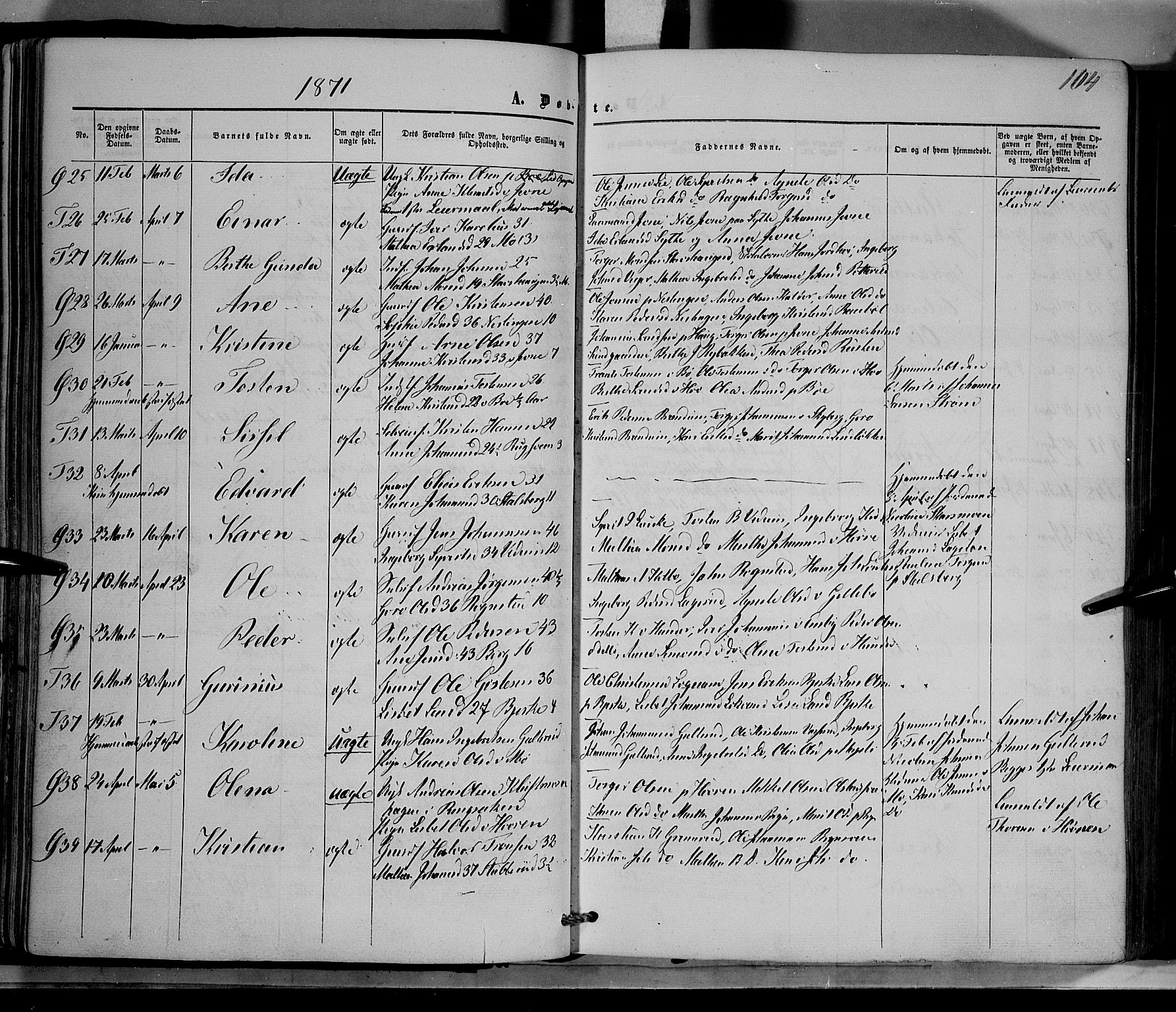 Øyer prestekontor, SAH/PREST-084/H/Ha/Haa/L0006: Parish register (official) no. 6, 1858-1874, p. 104