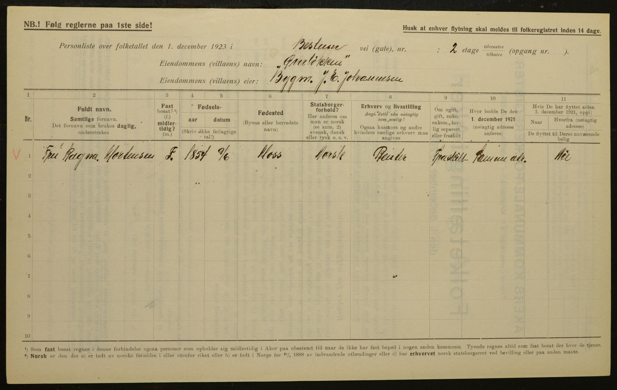 , Municipal Census 1923 for Aker, 1923, p. 756