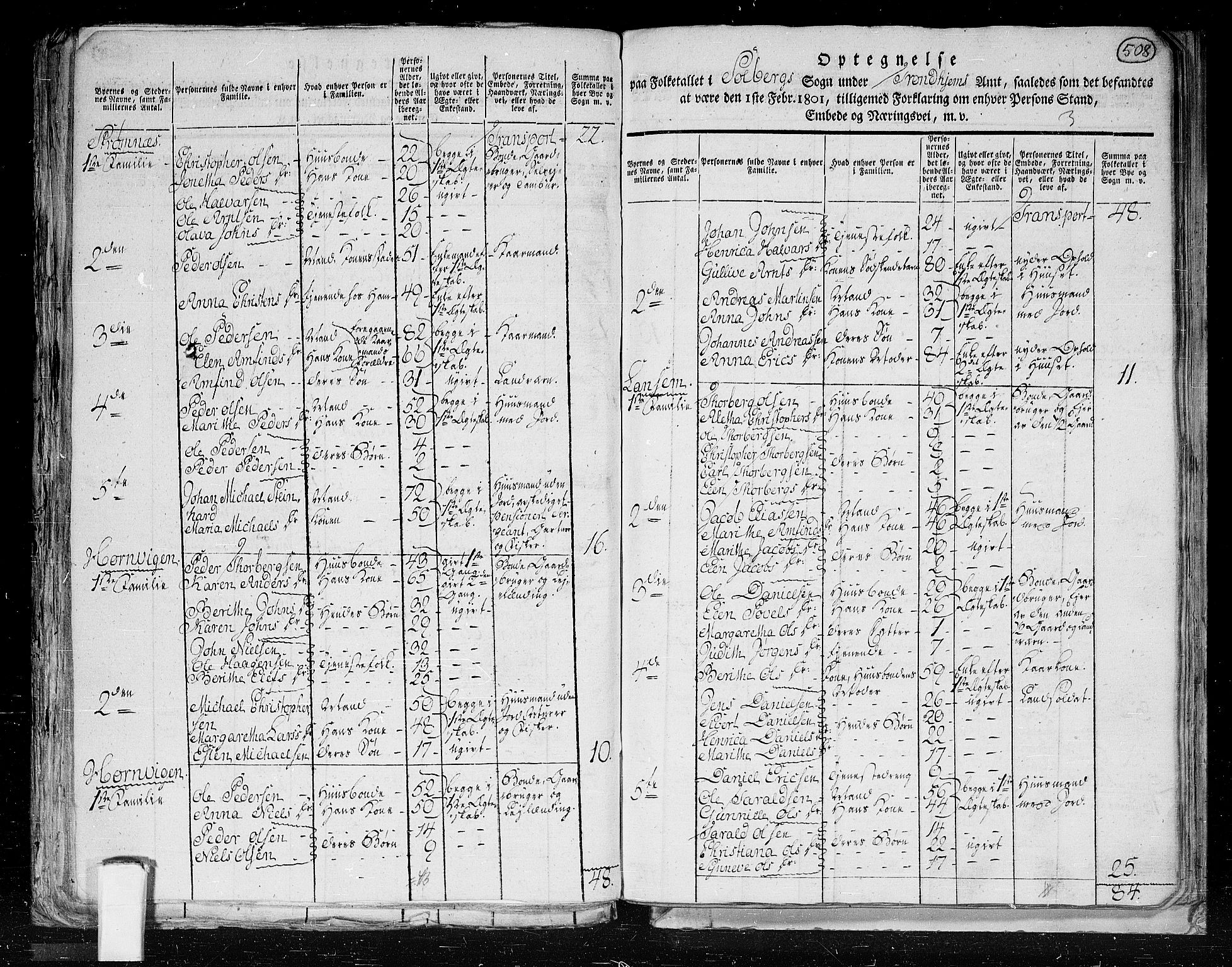 RA, 1801 census for 1727P Beitstad, 1801, p. 507b-508a