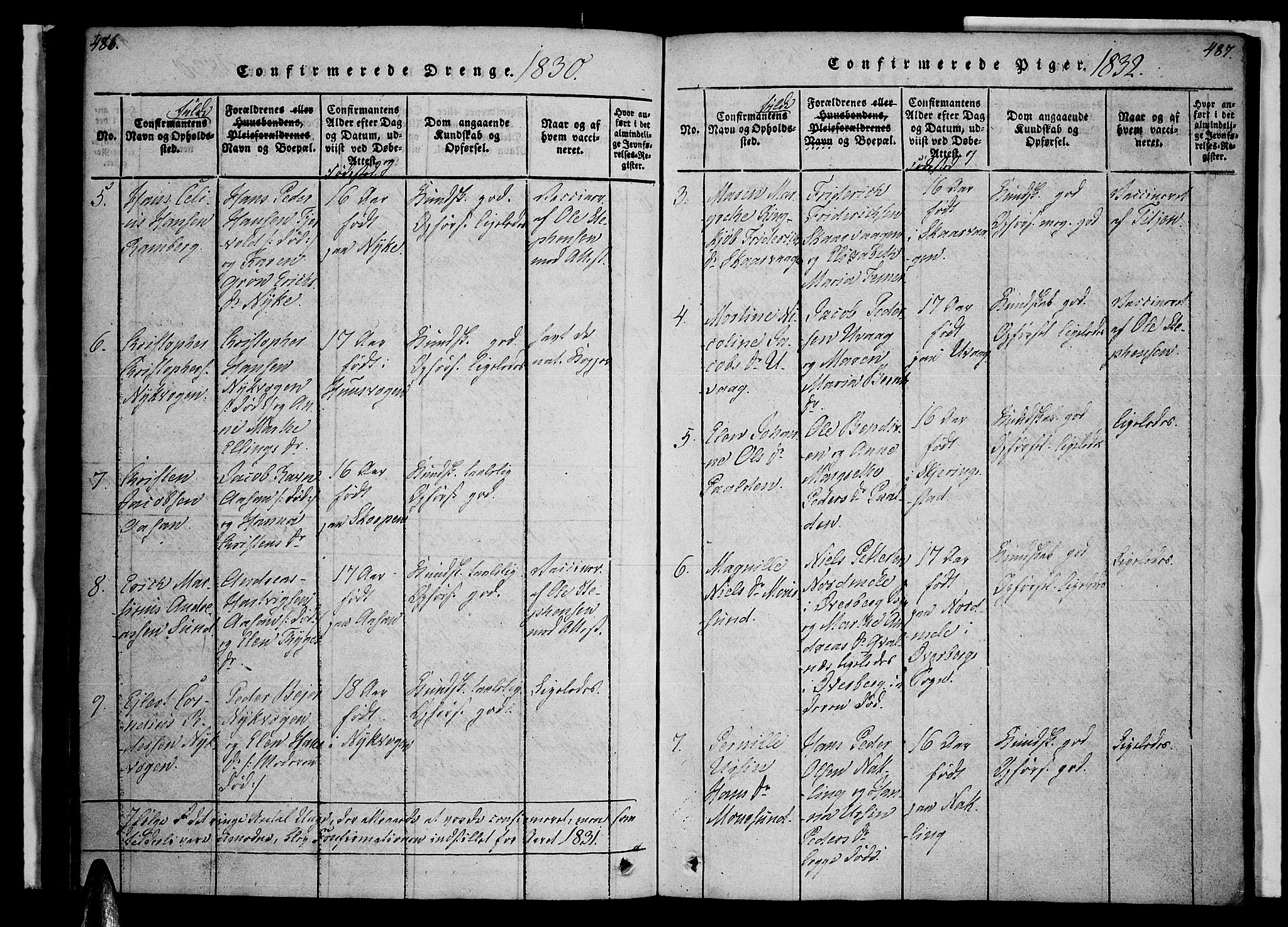 Ministerialprotokoller, klokkerbøker og fødselsregistre - Nordland, SAT/A-1459/891/L1298: Parish register (official) no. 891A03, 1820-1840, p. 486-487