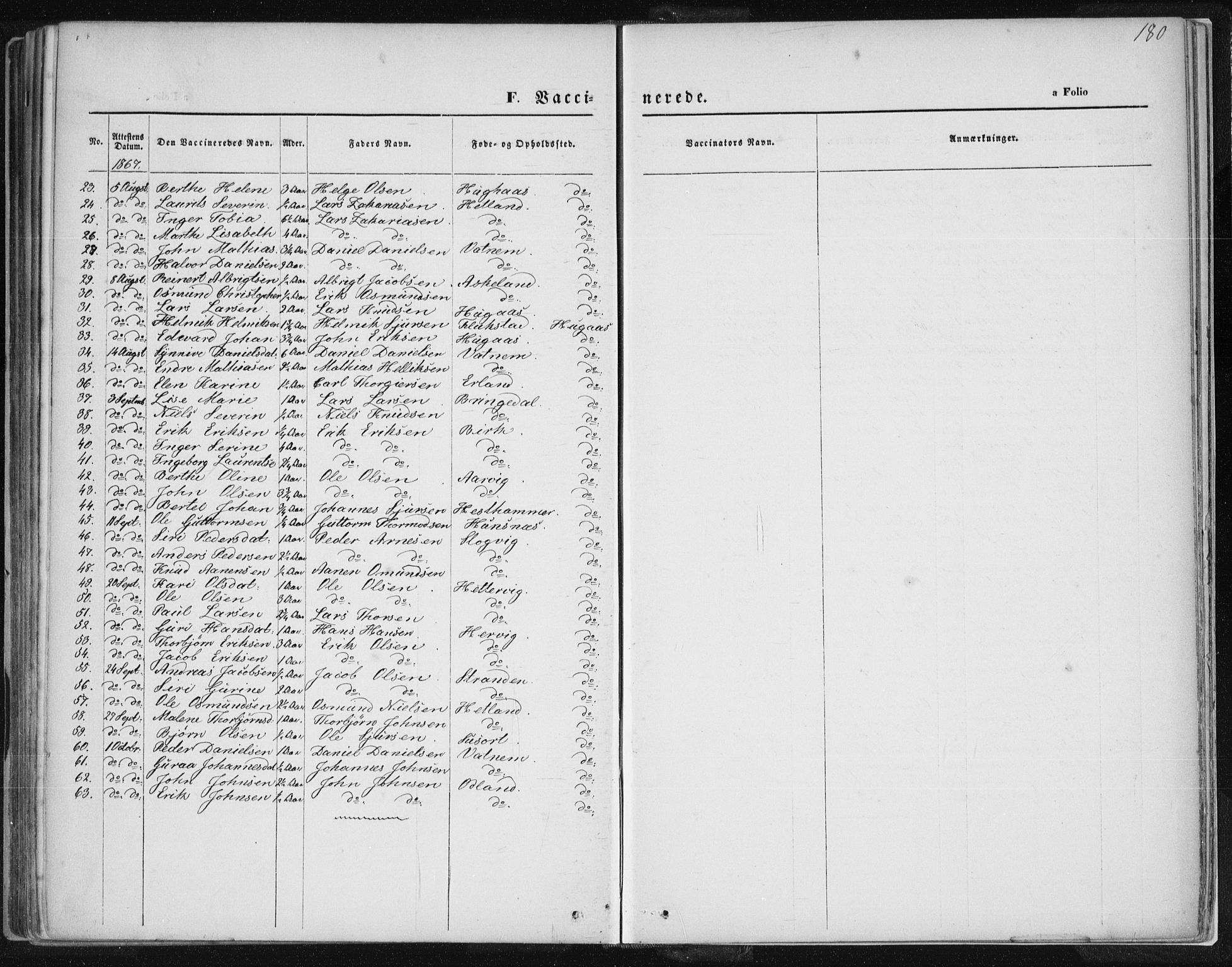 Tysvær sokneprestkontor, AV/SAST-A -101864/H/Ha/Haa/L0005: Parish register (official) no. A 5, 1865-1878, p. 180