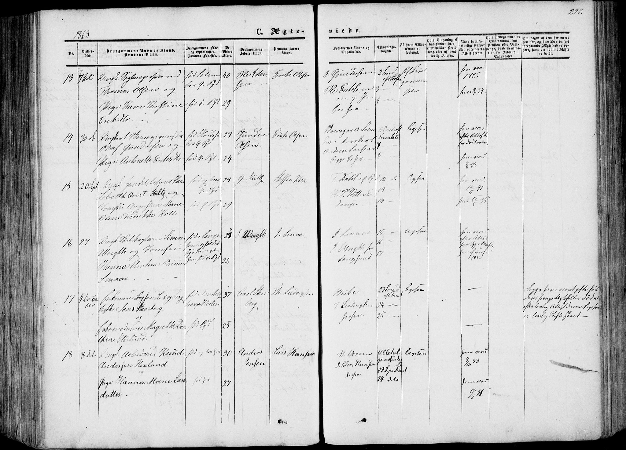 Porsgrunn kirkebøker , AV/SAKO-A-104/F/Fa/L0007: Parish register (official) no. 7, 1858-1877, p. 297