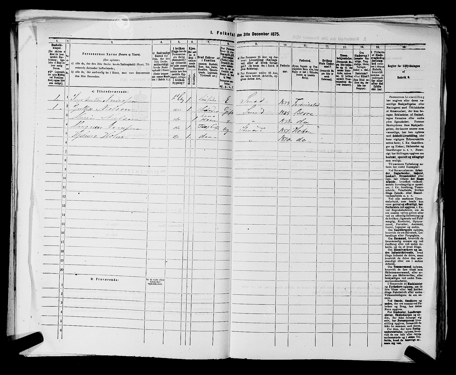 SAKO, 1875 census for 0703P Horten, 1875, p. 907