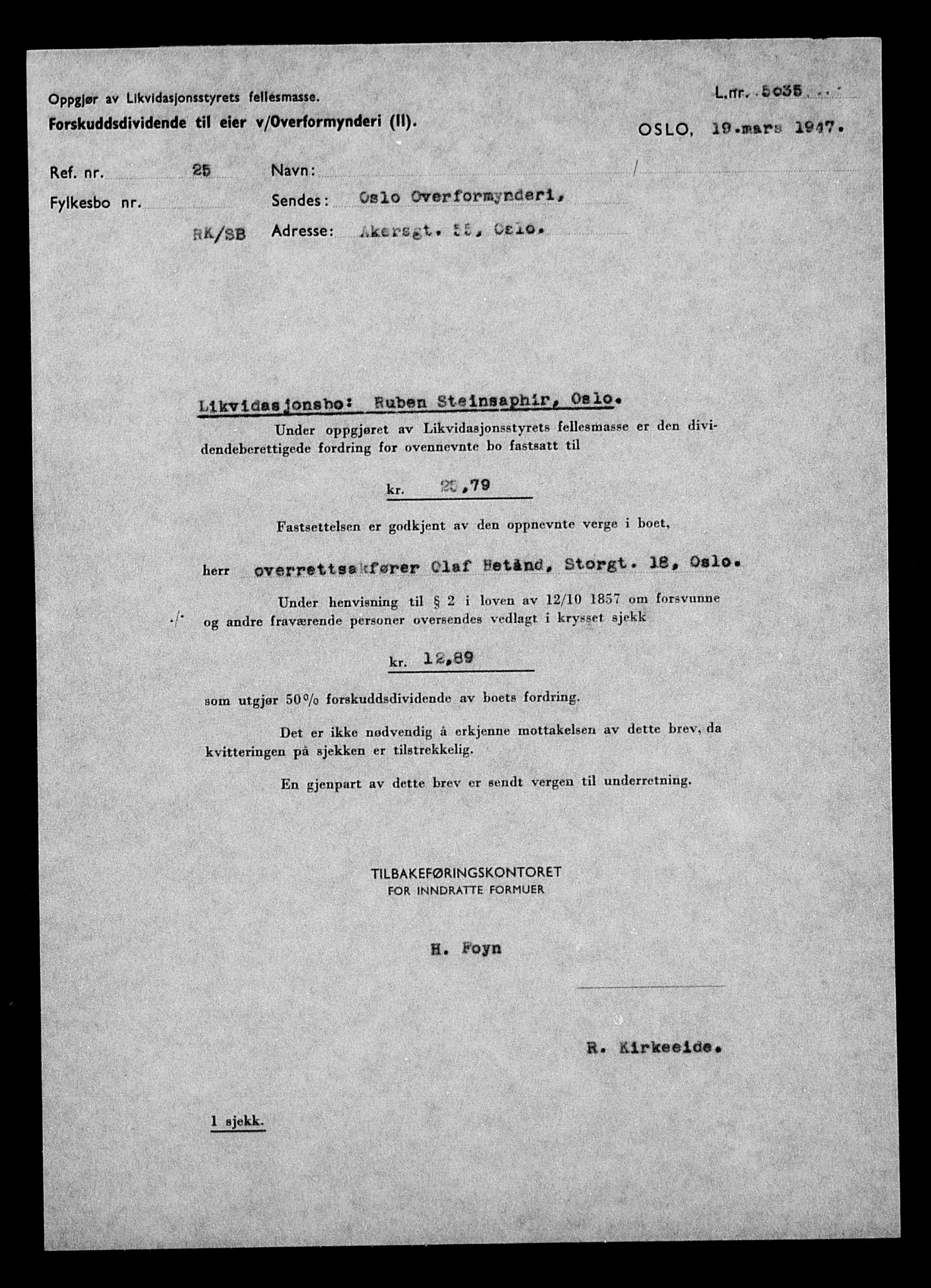 Justisdepartementet, Tilbakeføringskontoret for inndratte formuer, AV/RA-S-1564/H/Hc/Hcc/L0983: --, 1945-1947, p. 178