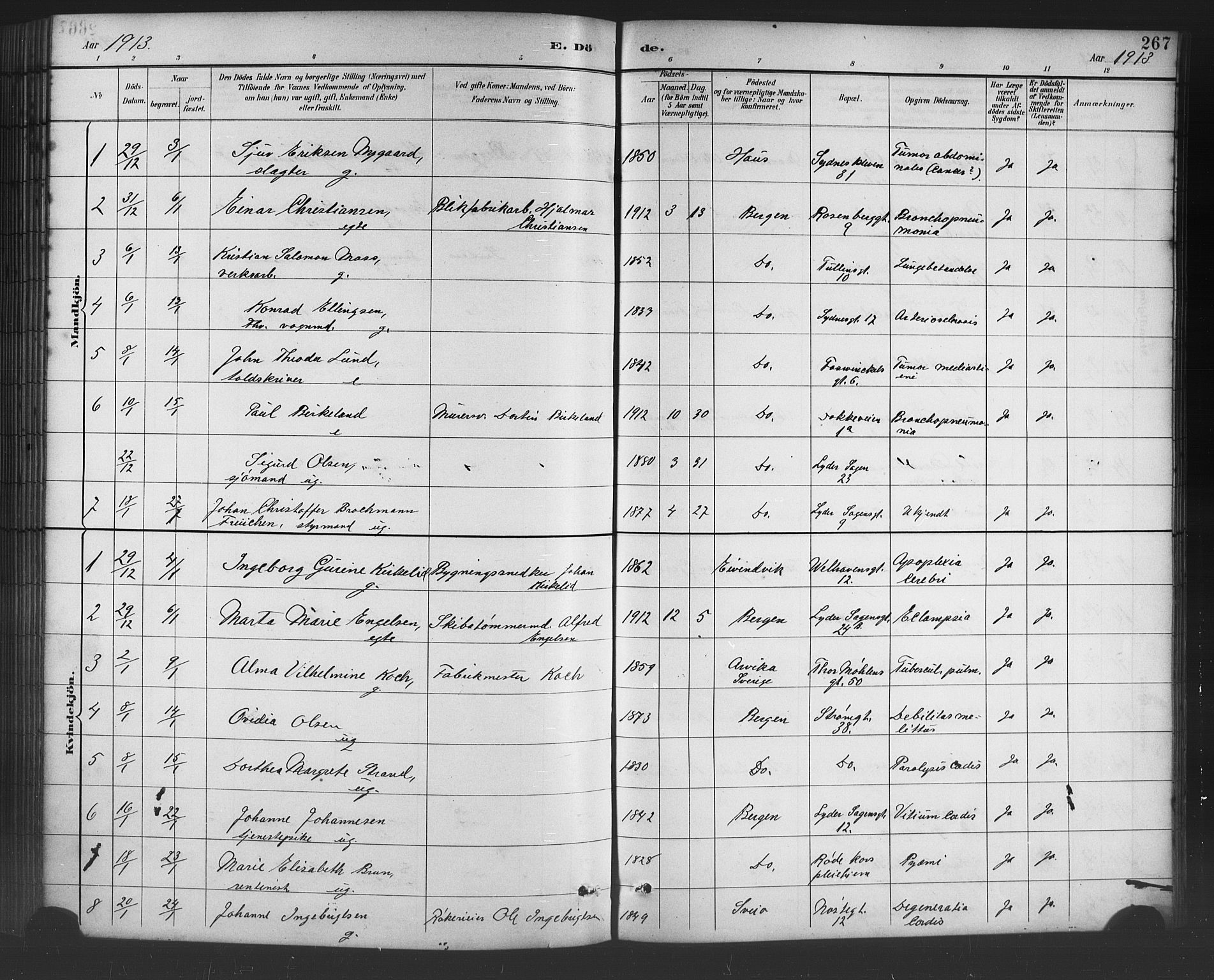 Johanneskirken sokneprestembete, SAB/A-76001/H/Hab: Parish register (copy) no. D 1, 1885-1915, p. 267