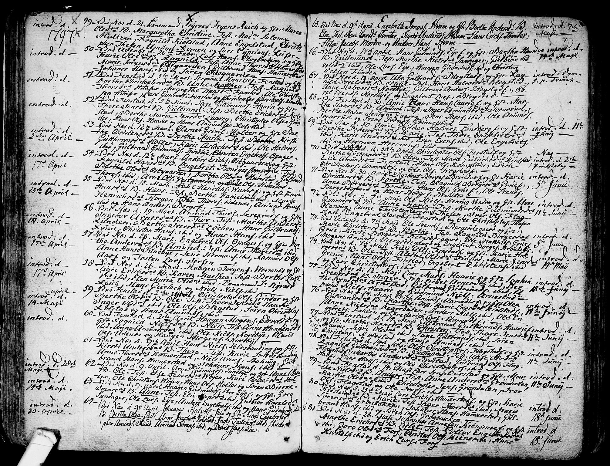 Nes prestekontor Kirkebøker, SAO/A-10410/F/Fa/L0004: Parish register (official) no. I 4, 1781-1816, p. 80