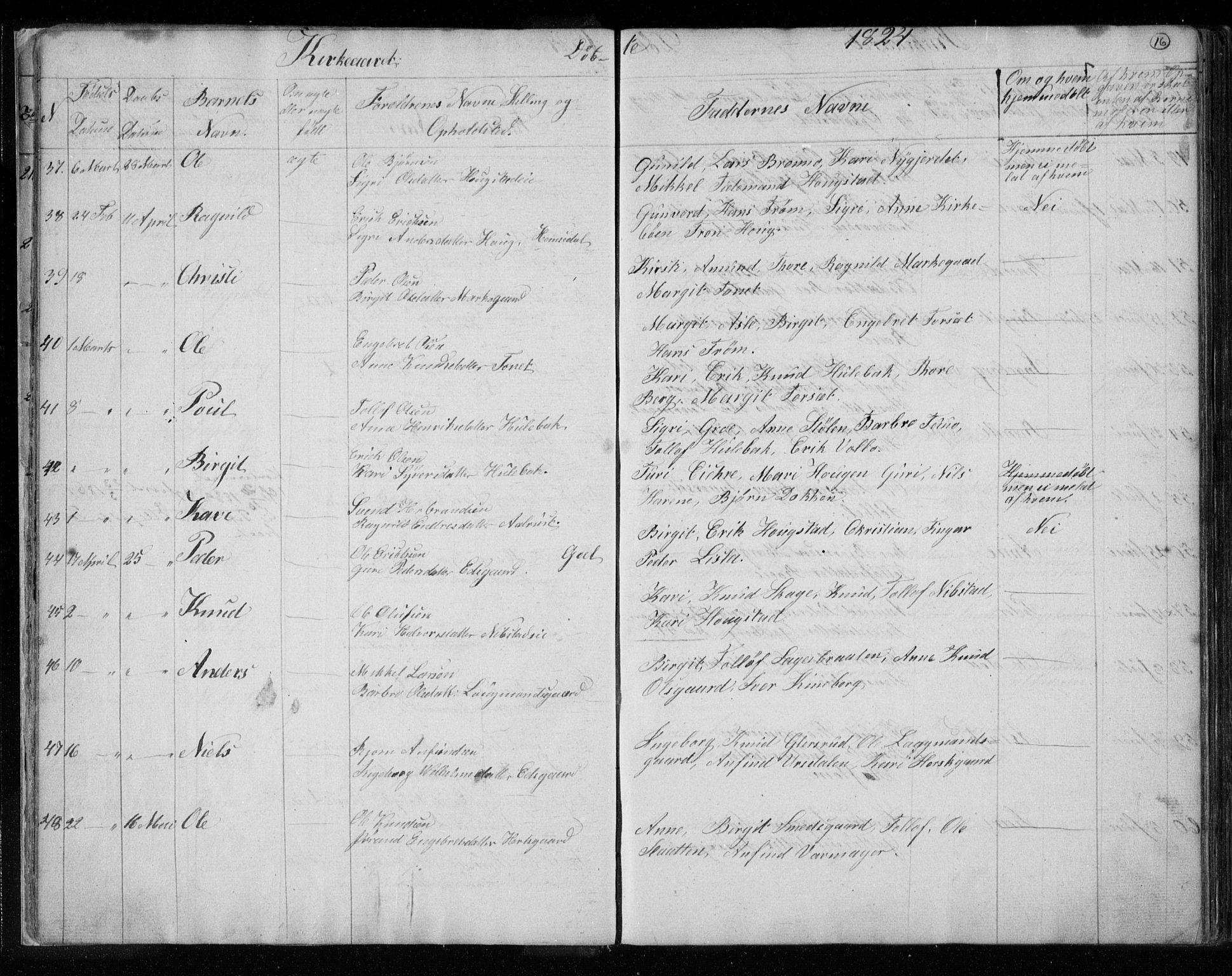 Gol kirkebøker, AV/SAKO-A-226/F/Fa/L0001: Parish register (official) no. I 1, 1821-1837, p. 16