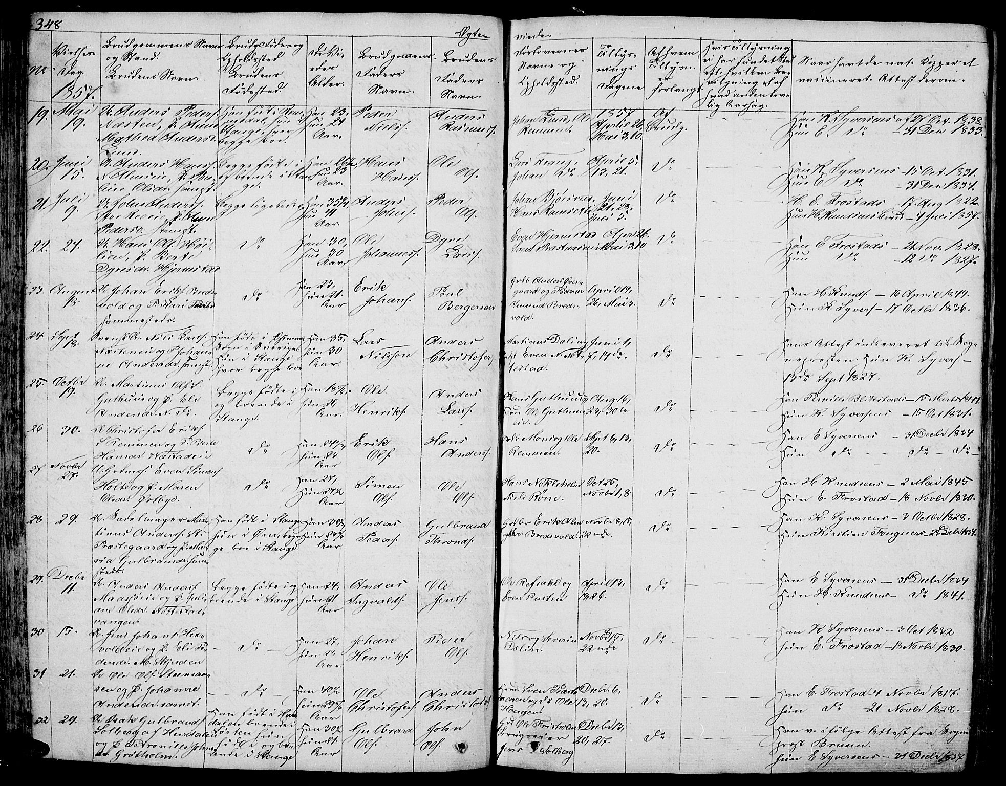 Stange prestekontor, AV/SAH-PREST-002/L/L0003: Parish register (copy) no. 3, 1840-1864, p. 348