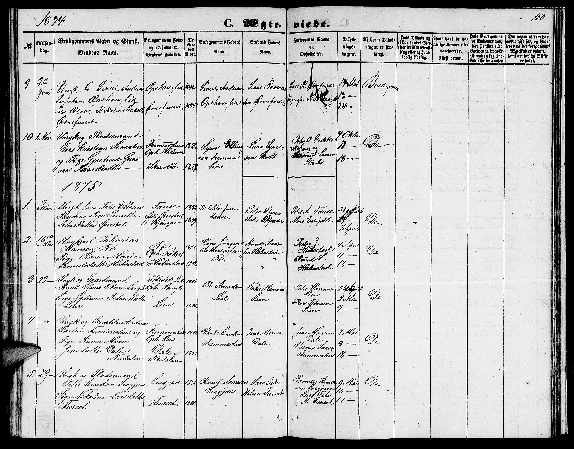 Ministerialprotokoller, klokkerbøker og fødselsregistre - Møre og Romsdal, AV/SAT-A-1454/520/L0291: Parish register (copy) no. 520C03, 1854-1881, p. 150