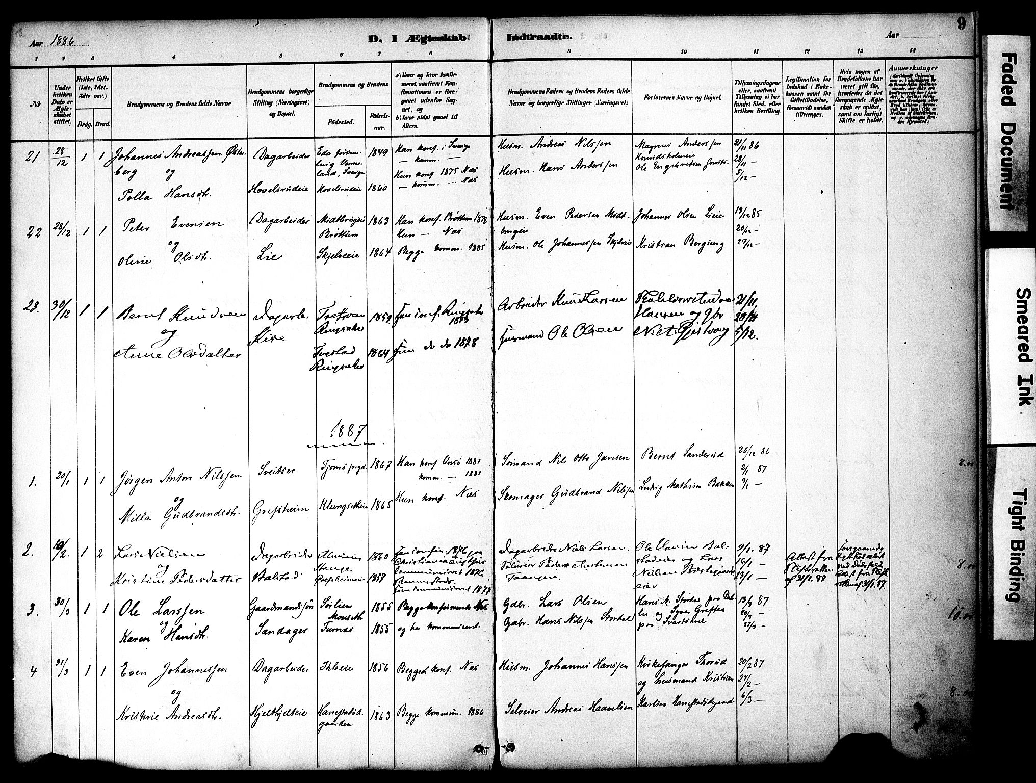 Nes prestekontor, Hedmark, AV/SAH-PREST-020/K/Ka/L0008: Parish register (official) no. 8, 1883-1905, p. 9