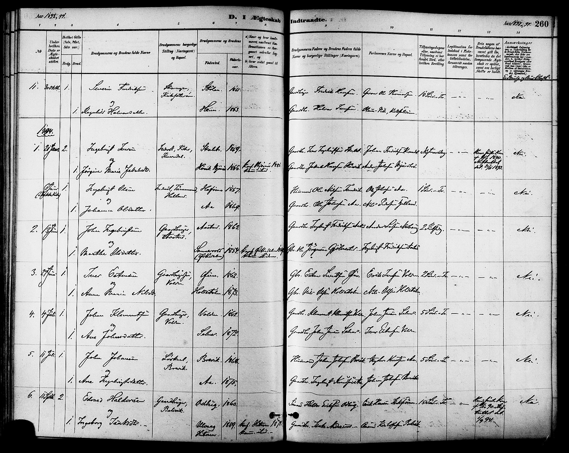 Ministerialprotokoller, klokkerbøker og fødselsregistre - Sør-Trøndelag, AV/SAT-A-1456/630/L0496: Parish register (official) no. 630A09, 1879-1895, p. 260