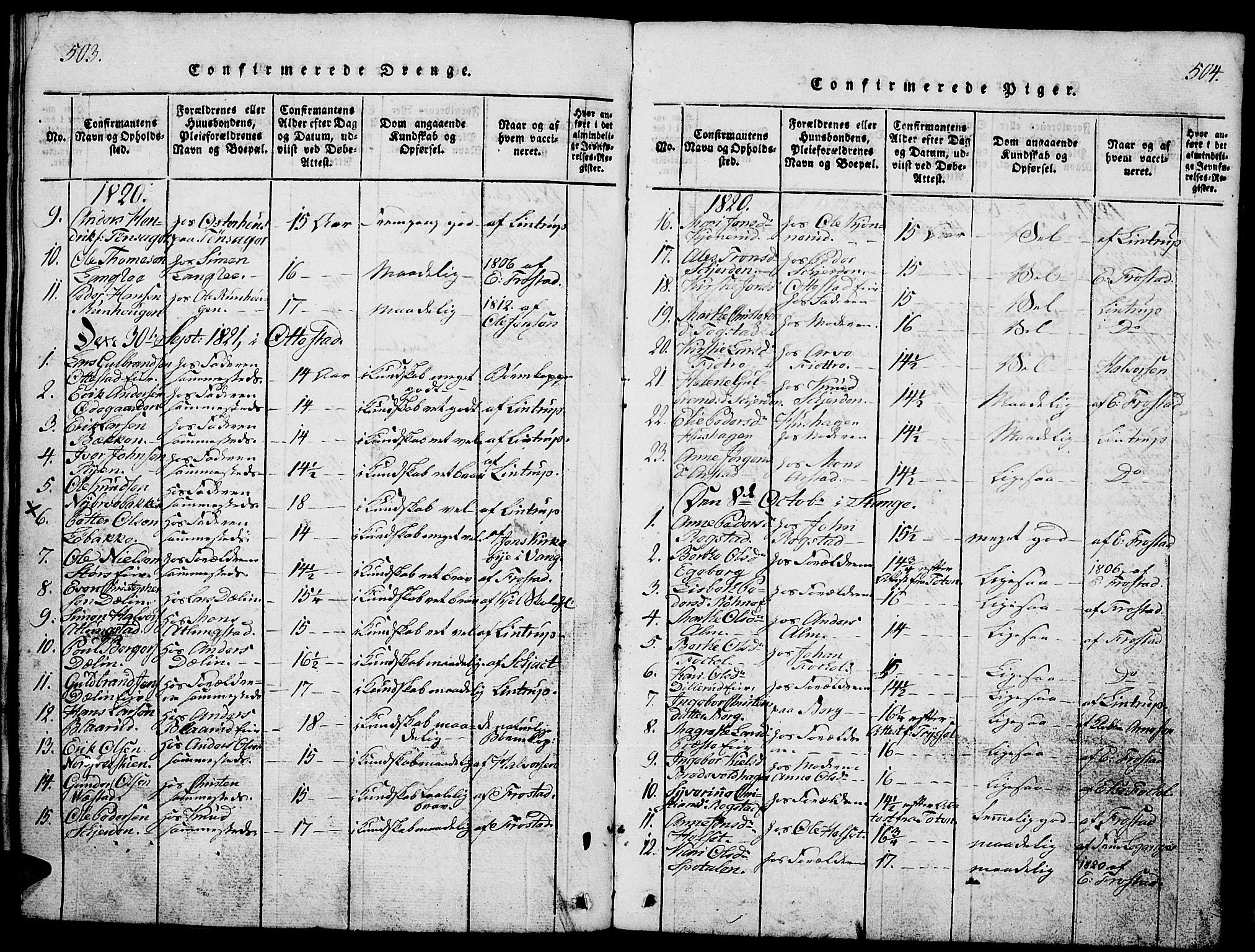 Stange prestekontor, SAH/PREST-002/L/L0001: Parish register (copy) no. 1, 1814-1825, p. 503-504