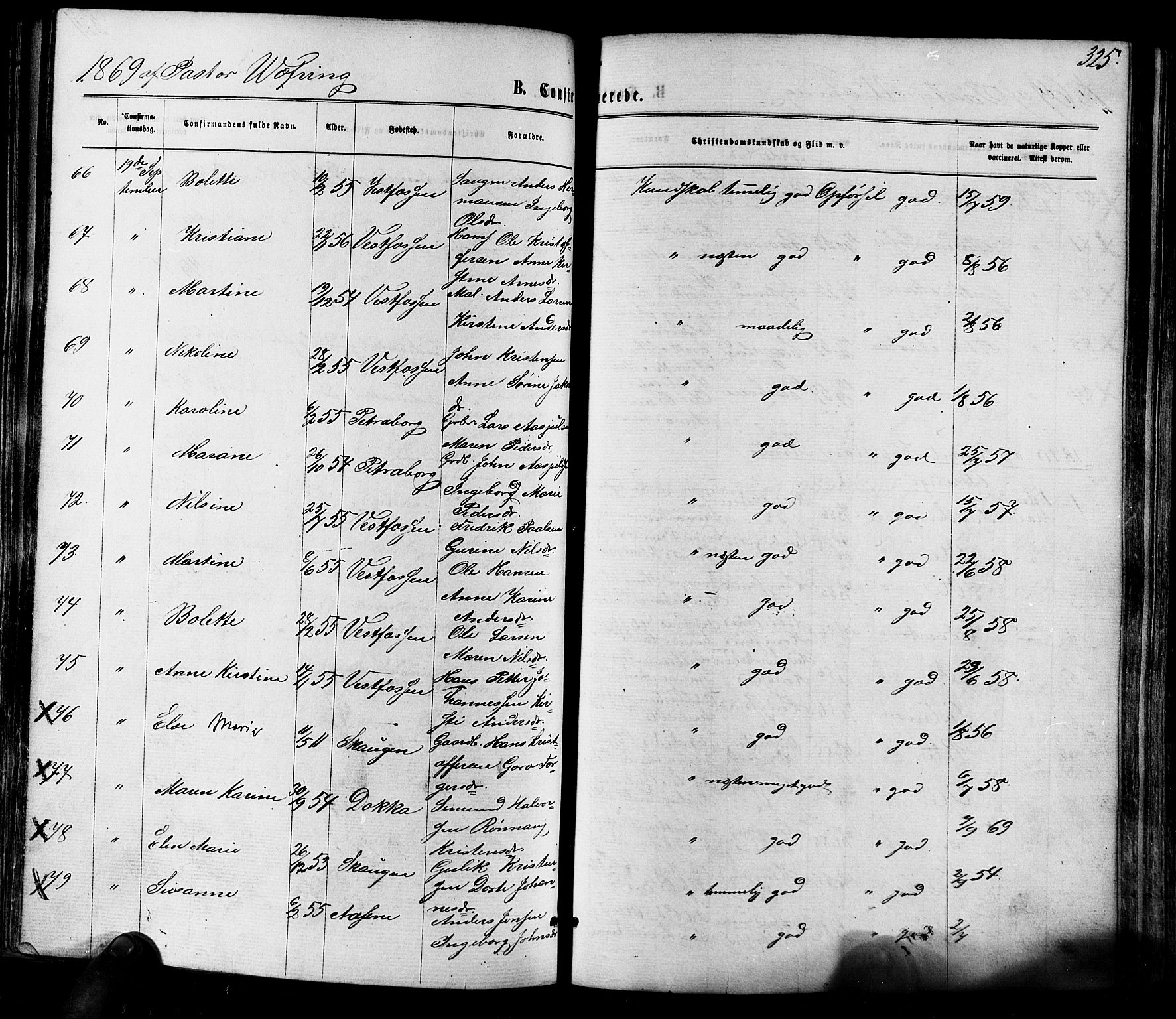 Eiker kirkebøker, AV/SAKO-A-4/F/Fa/L0017: Parish register (official) no. I 17, 1869-1877, p. 325