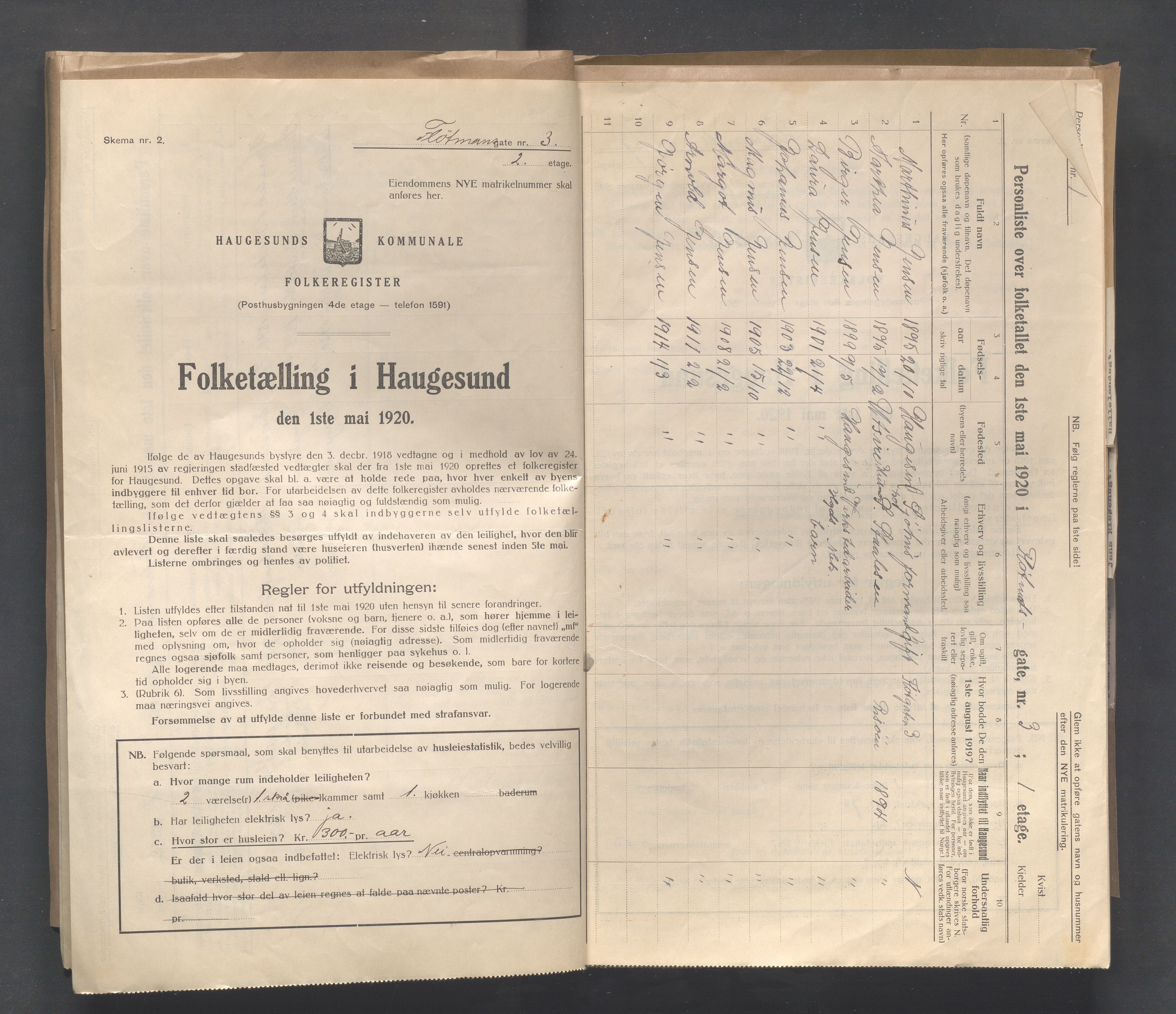 IKAR, Local census 1.5.1920 for Haugesund, 1920, p. 6374