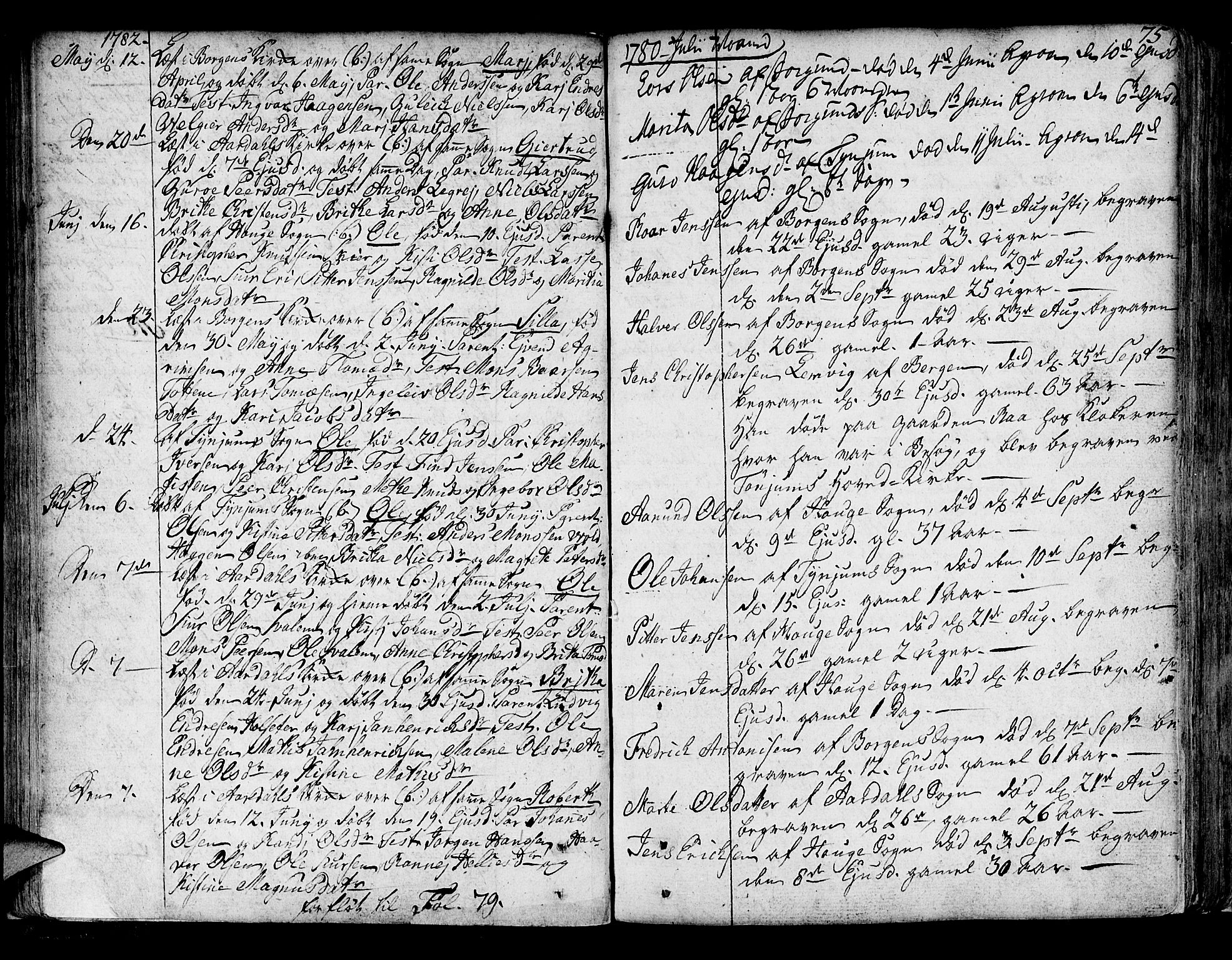 Lærdal sokneprestembete, SAB/A-81201: Parish register (official) no. A 2, 1752-1782, p. 75