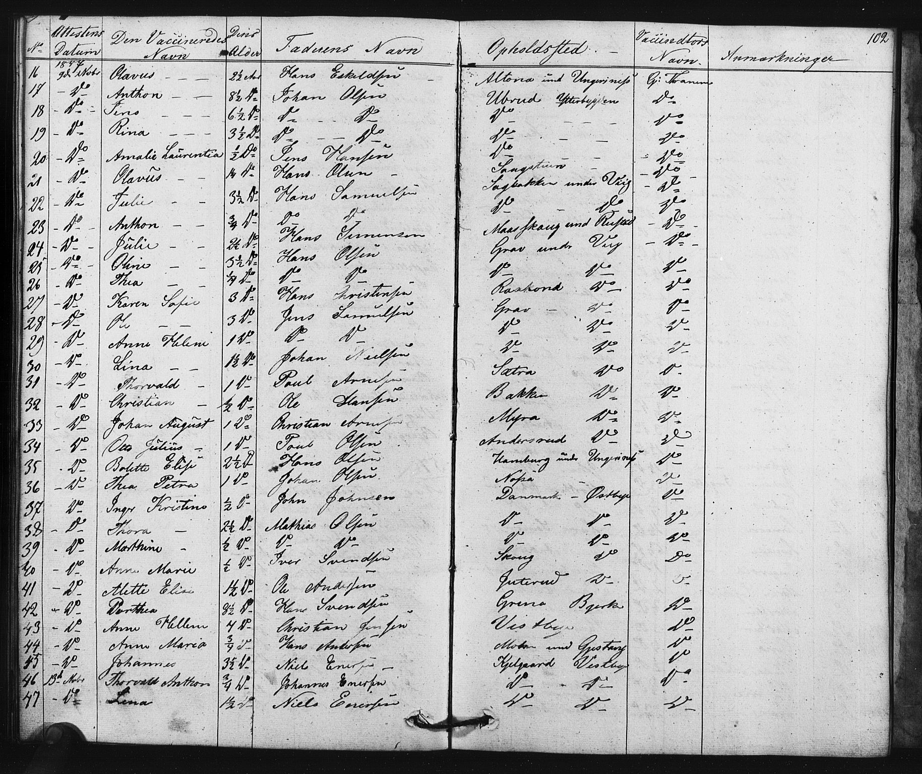Enebakk prestekontor Kirkebøker, SAO/A-10171c/F/Fa/L0015: Parish register (official) no. I 15, 1830-1867, p. 102