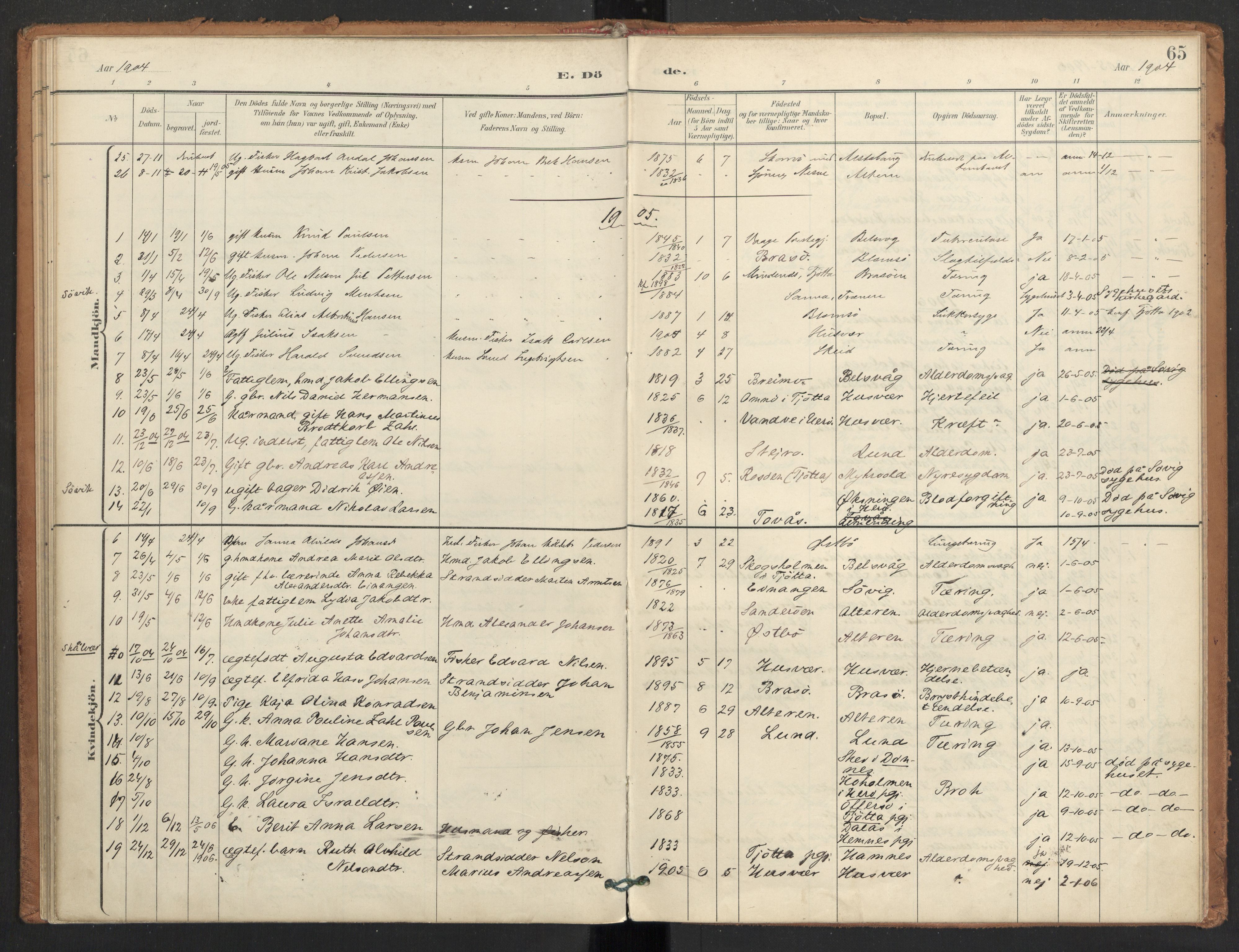 Ministerialprotokoller, klokkerbøker og fødselsregistre - Nordland, SAT/A-1459/830/L0454: Parish register (official) no. 830A18, 1897-1913, p. 65