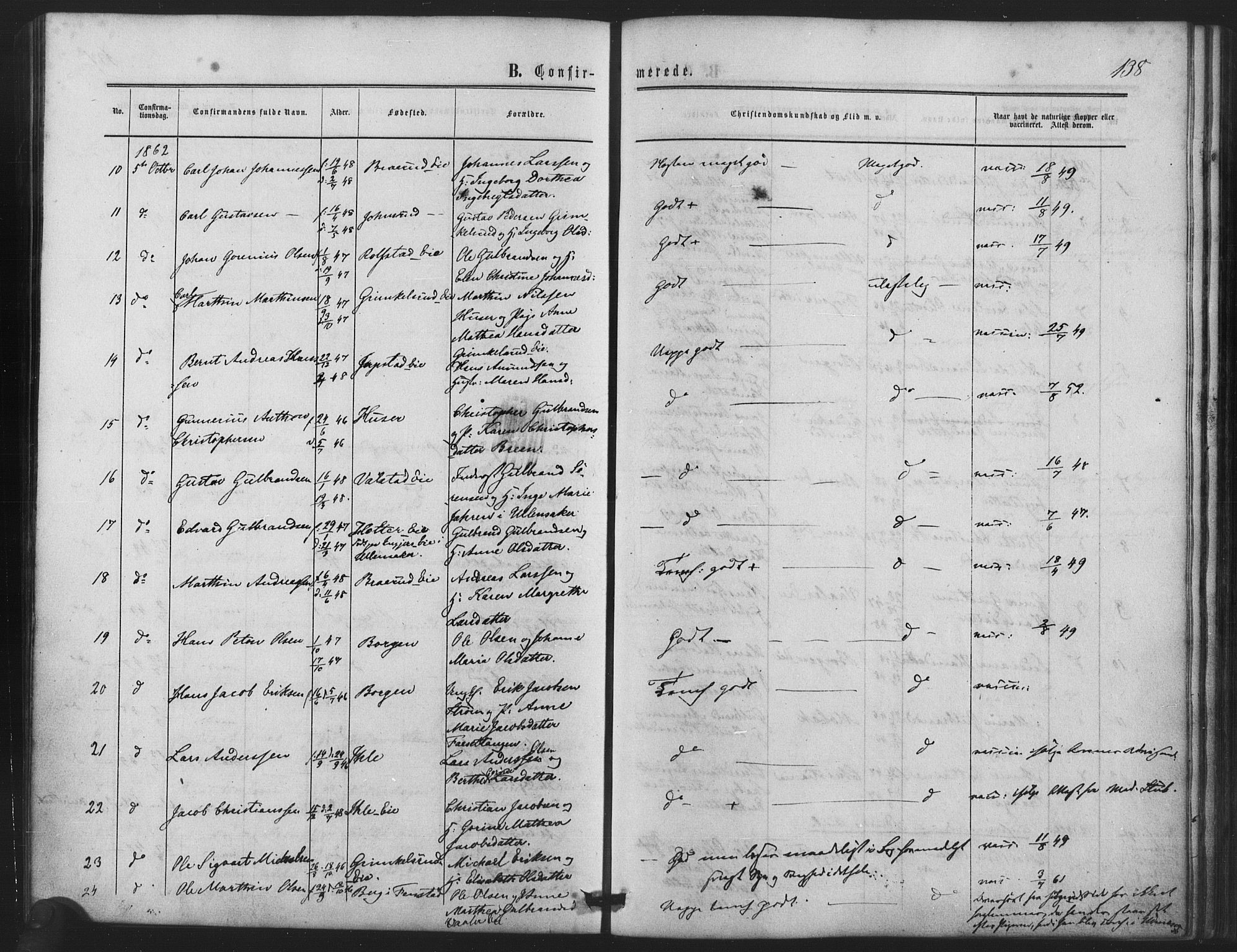 Nes prestekontor Kirkebøker, AV/SAO-A-10410/F/Fb/L0001: Parish register (official) no. II 1, 1859-1882, p. 138