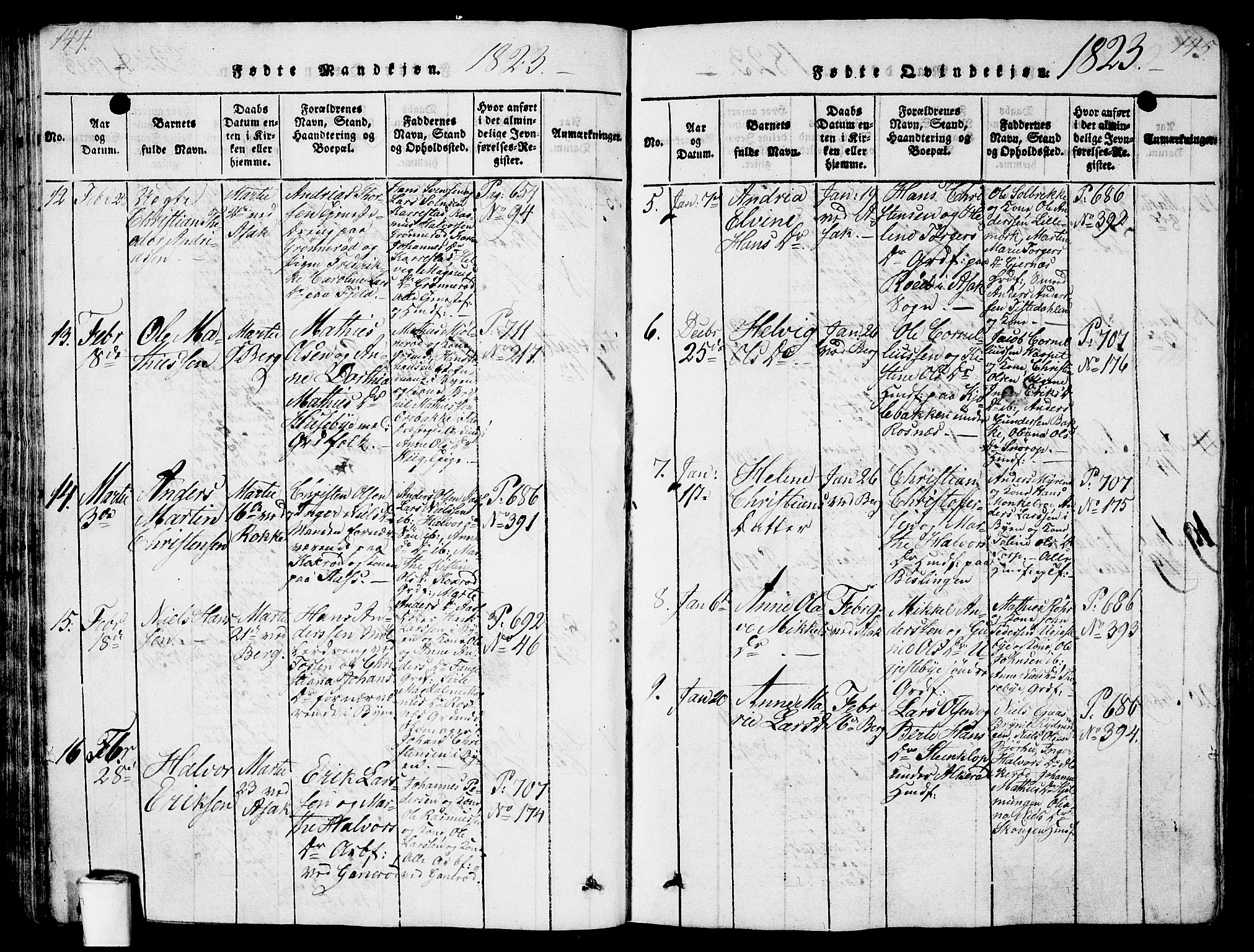 Berg prestekontor Kirkebøker, AV/SAO-A-10902/G/Ga/L0001: Parish register (copy) no. I 1, 1815-1832, p. 144-145