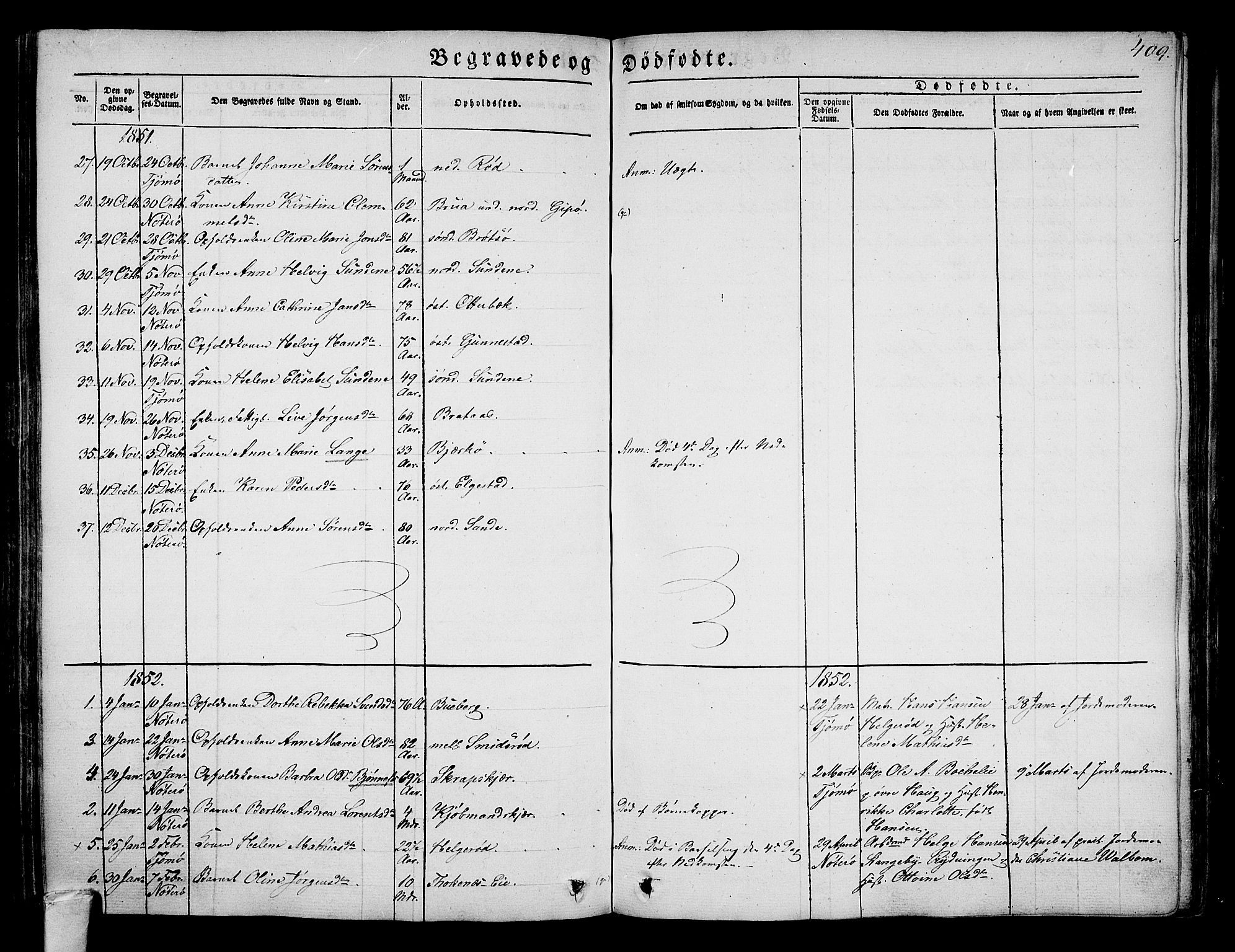 Nøtterøy kirkebøker, AV/SAKO-A-354/G/Ga/L0001: Parish register (copy) no. I 1, 1844-1859, p. 409