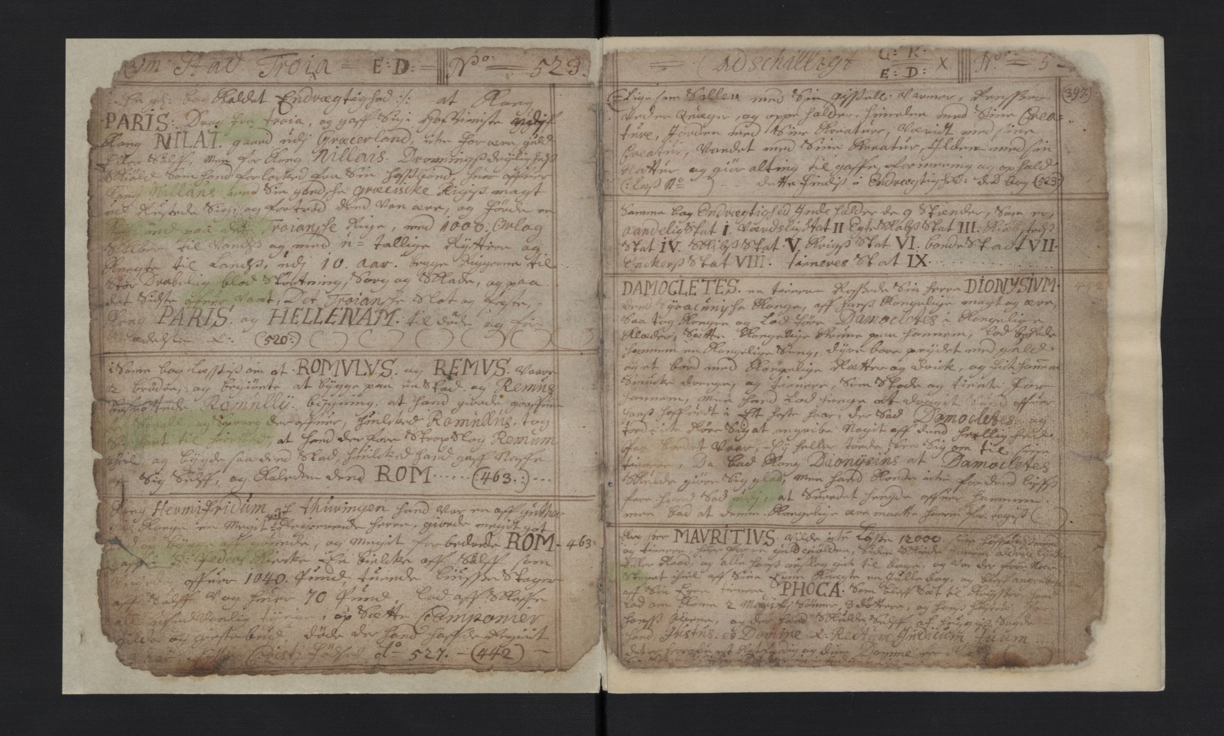 Manuskriptsamlingen, RA/EA-3667/G/L0048b: Nils Trosners dagbok ført på flåten 1710-1713 bd. II, 1710-1713, p. 523-524