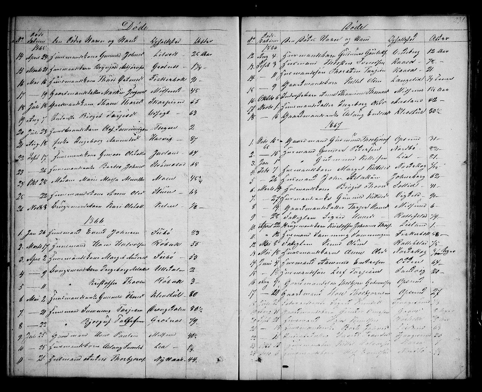 Kviteseid kirkebøker, AV/SAKO-A-276/G/Ga/L0001: Parish register (copy) no. I 1, 1850-1893, p. 231