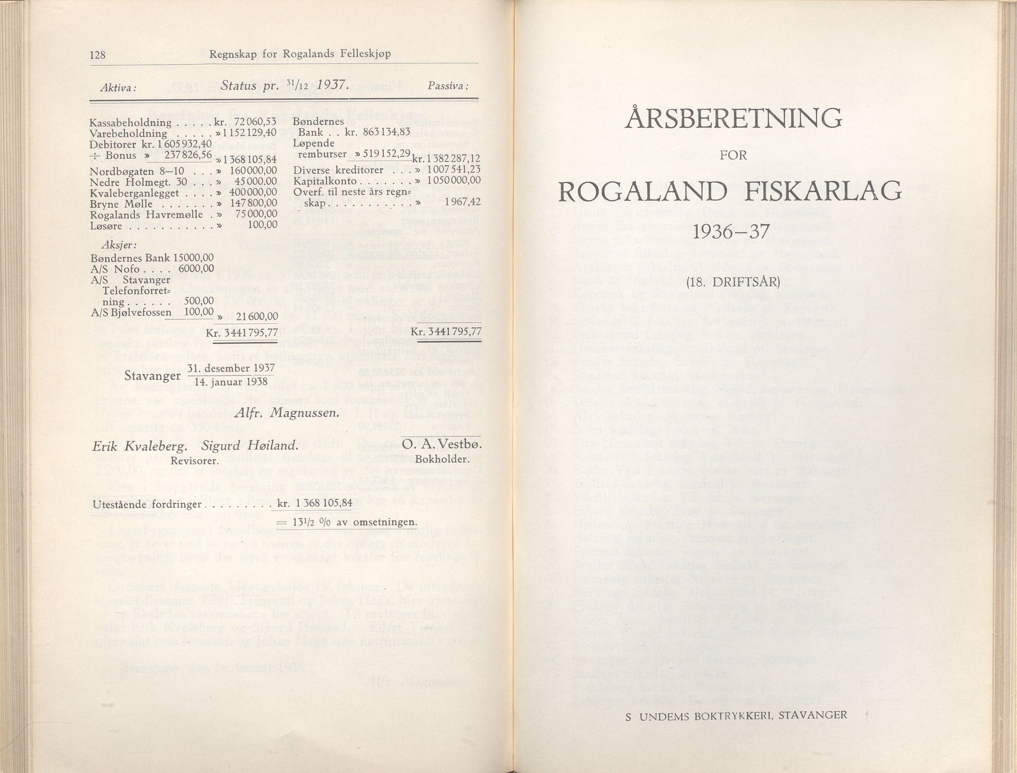 Rogaland fylkeskommune - Fylkesrådmannen , IKAR/A-900/A/Aa/Aaa/L0057: Møtebok , 1938, p. 128