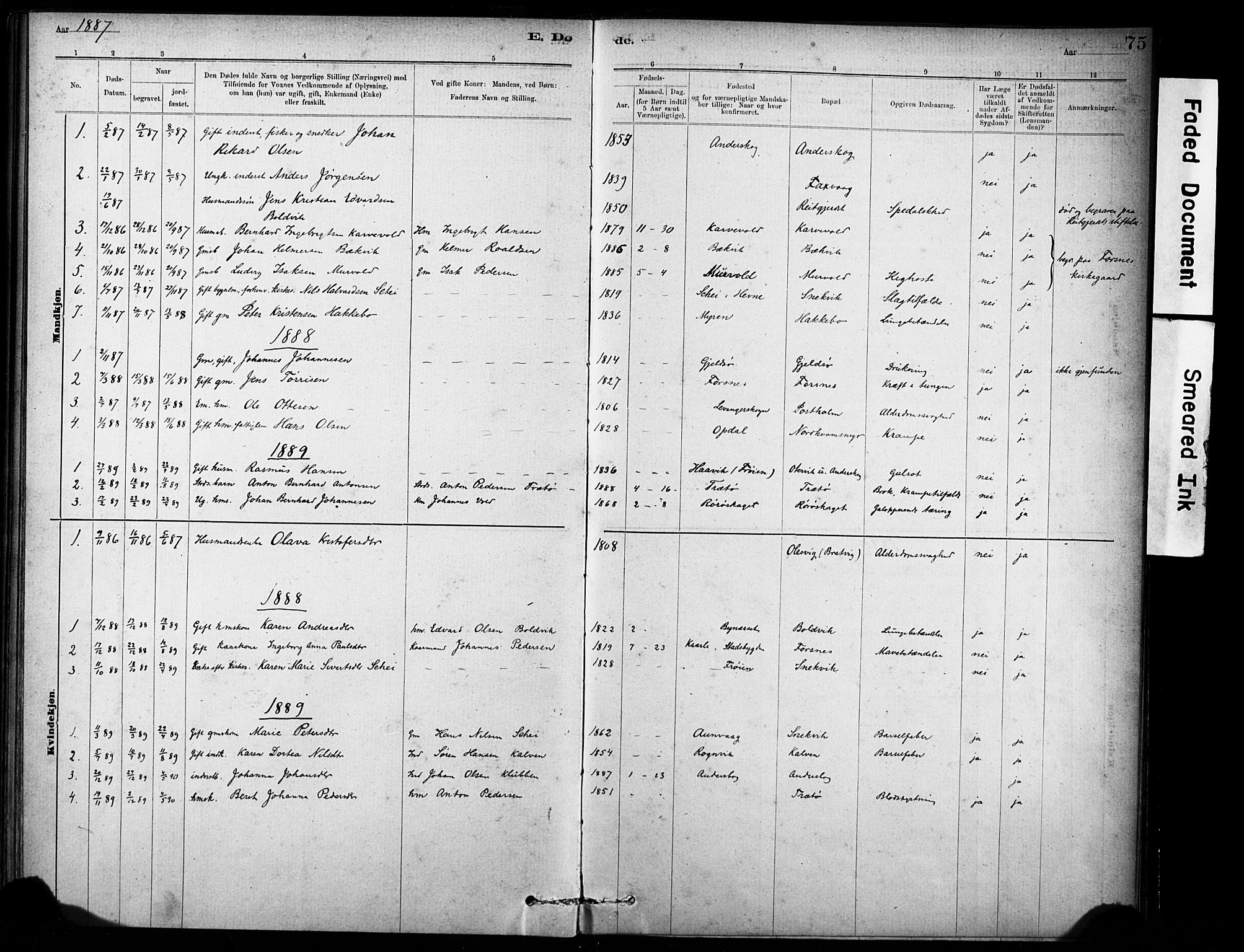 Ministerialprotokoller, klokkerbøker og fødselsregistre - Sør-Trøndelag, SAT/A-1456/635/L0551: Parish register (official) no. 635A01, 1882-1899, p. 75
