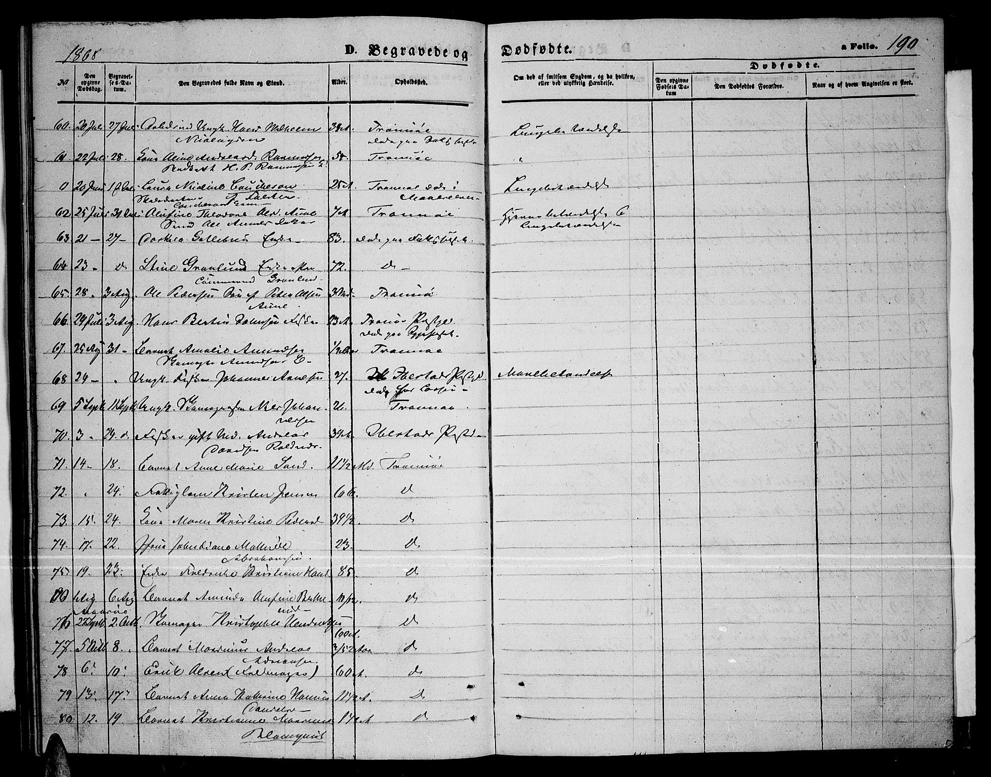 Tromsø sokneprestkontor/stiftsprosti/domprosti, AV/SATØ-S-1343/G/Gb/L0007klokker: Parish register (copy) no. 7, 1867-1875, p. 190