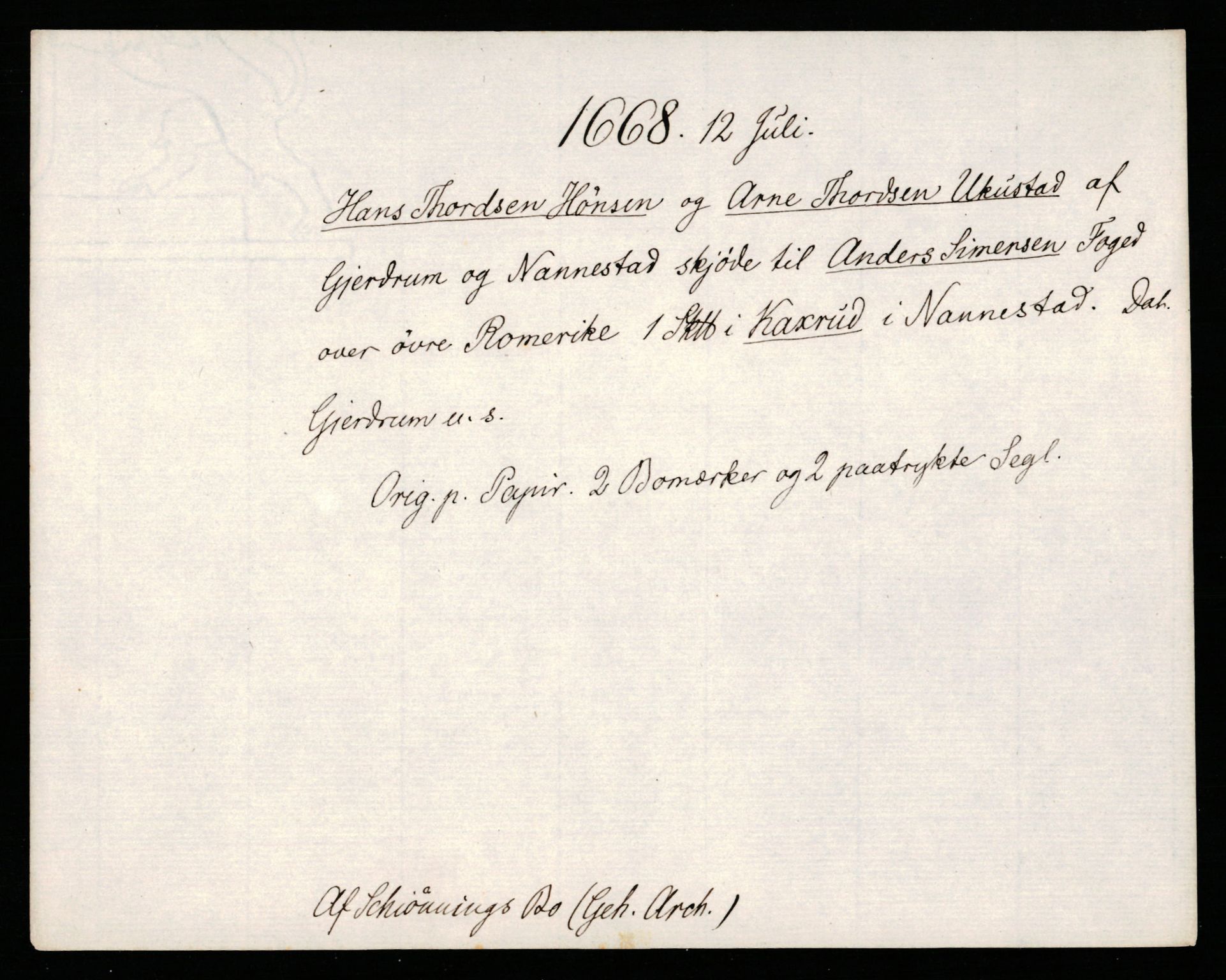 Riksarkivets diplomsamling, AV/RA-EA-5965/F35/F35b/L0010: Riksarkivets diplomer, seddelregister, 1656-1670, p. 591