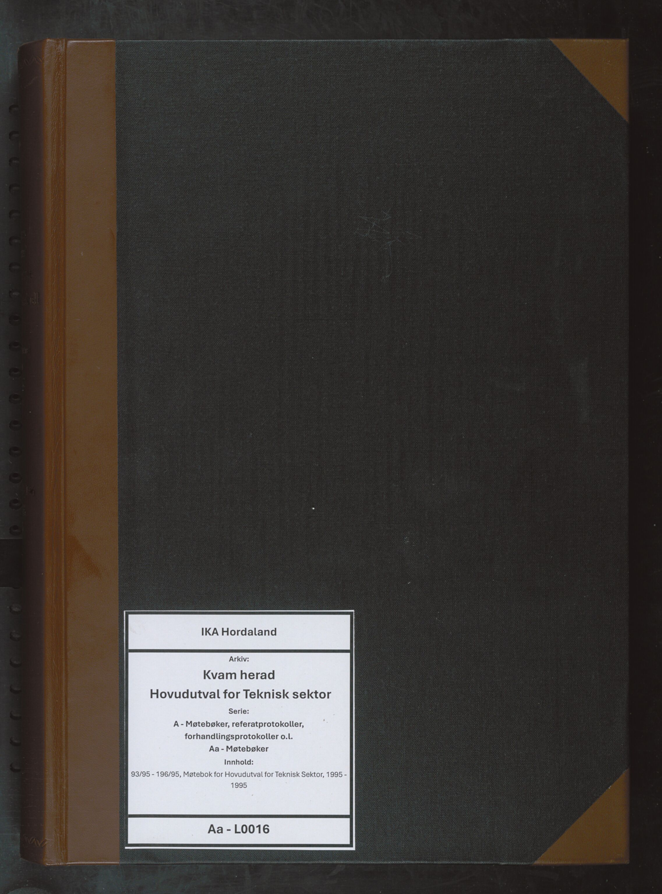 Kvam herad. Hovudutval for Teknisk sektor, IKAH/1238-513.1/A/Aa/L0016: Møtebok for Hovudutval for Teknisk Sektor, 1995