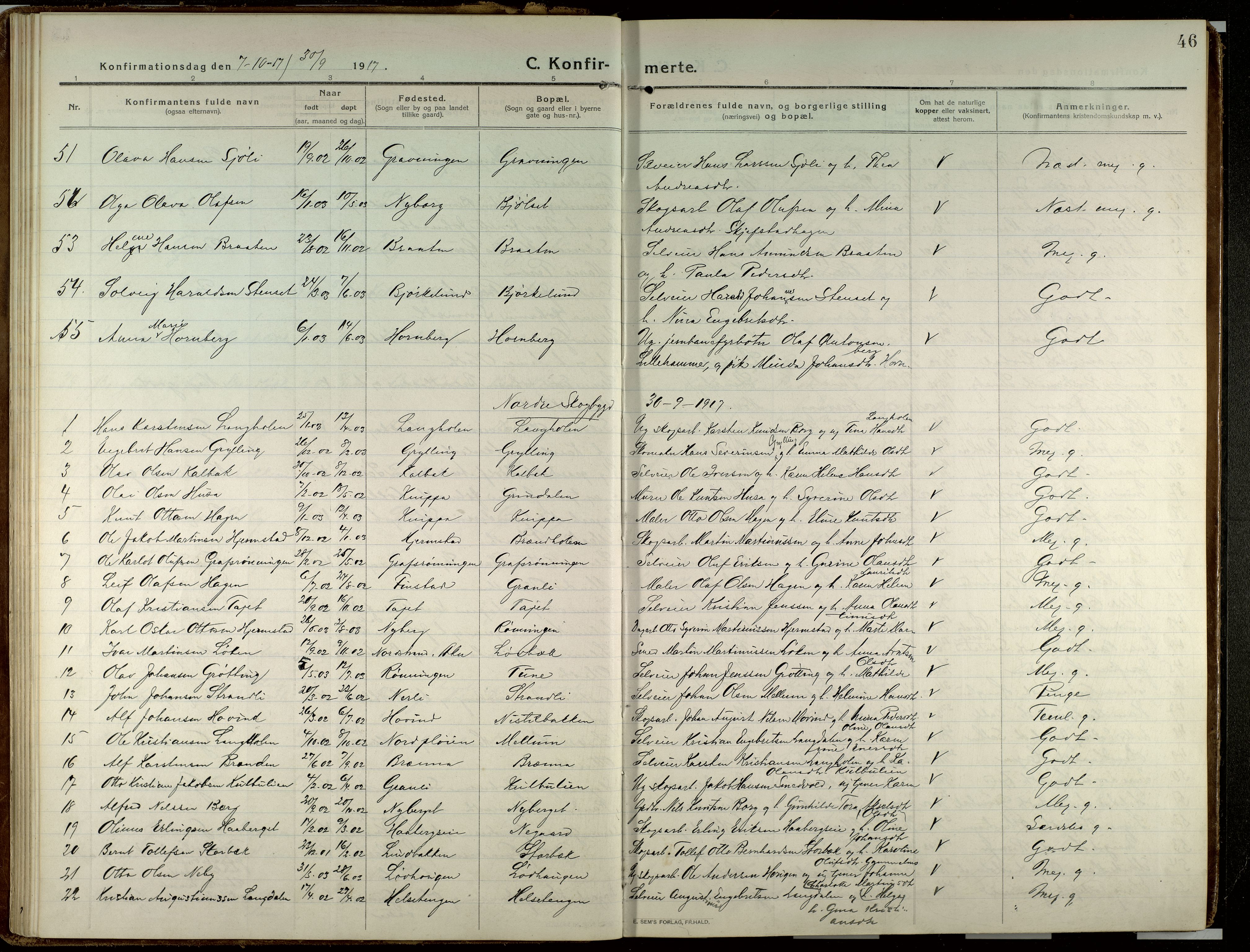 Elverum prestekontor, AV/SAH-PREST-044/H/Ha/Haa/L0023: Parish register (official) no. 23, 1914-1929, p. 46