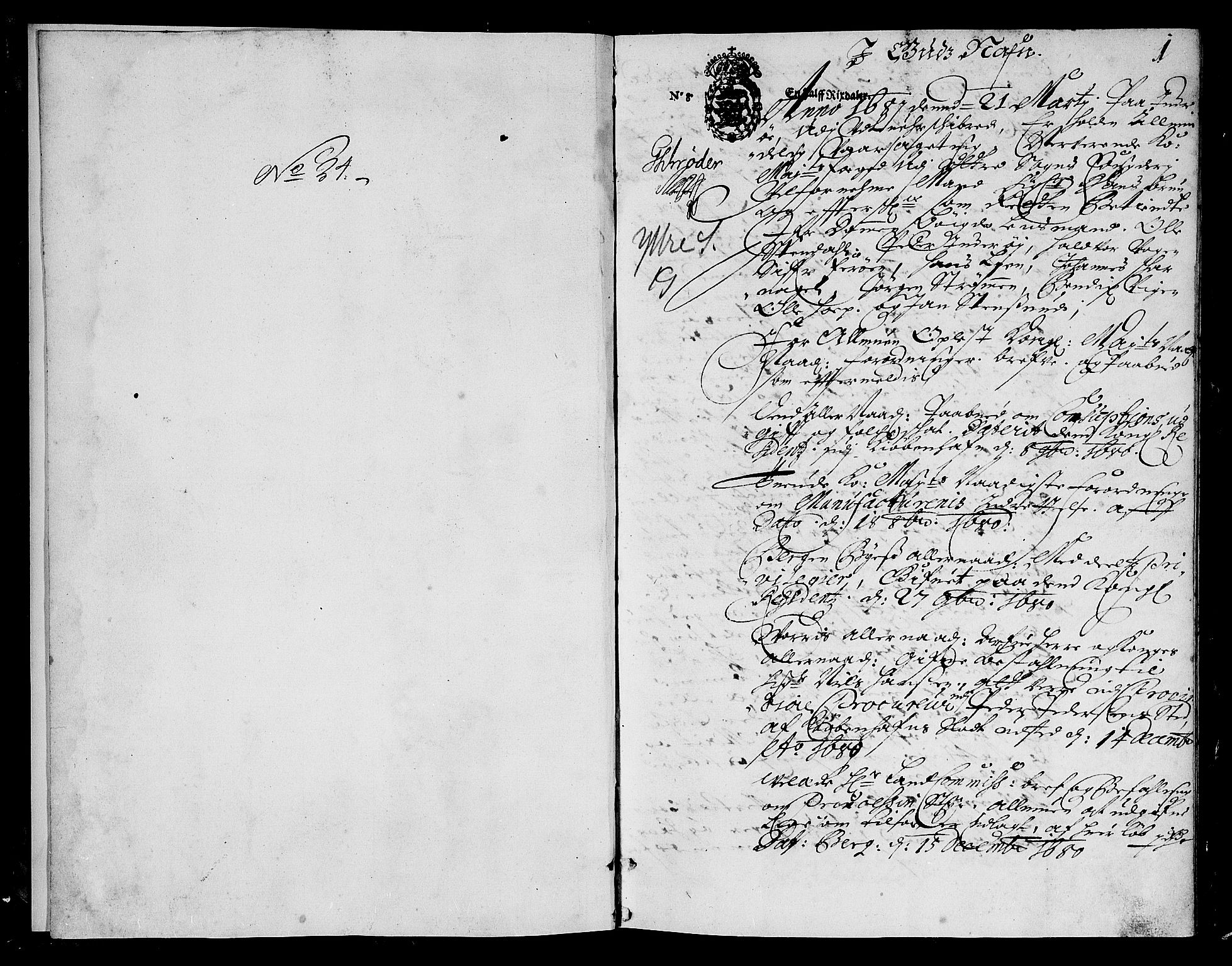 Ytre Sogn tingrett, AV/SAB-A-2601/1/F/Fa/L0016: Tingbok (justisprotokoll), 1681, p. 0b-1a