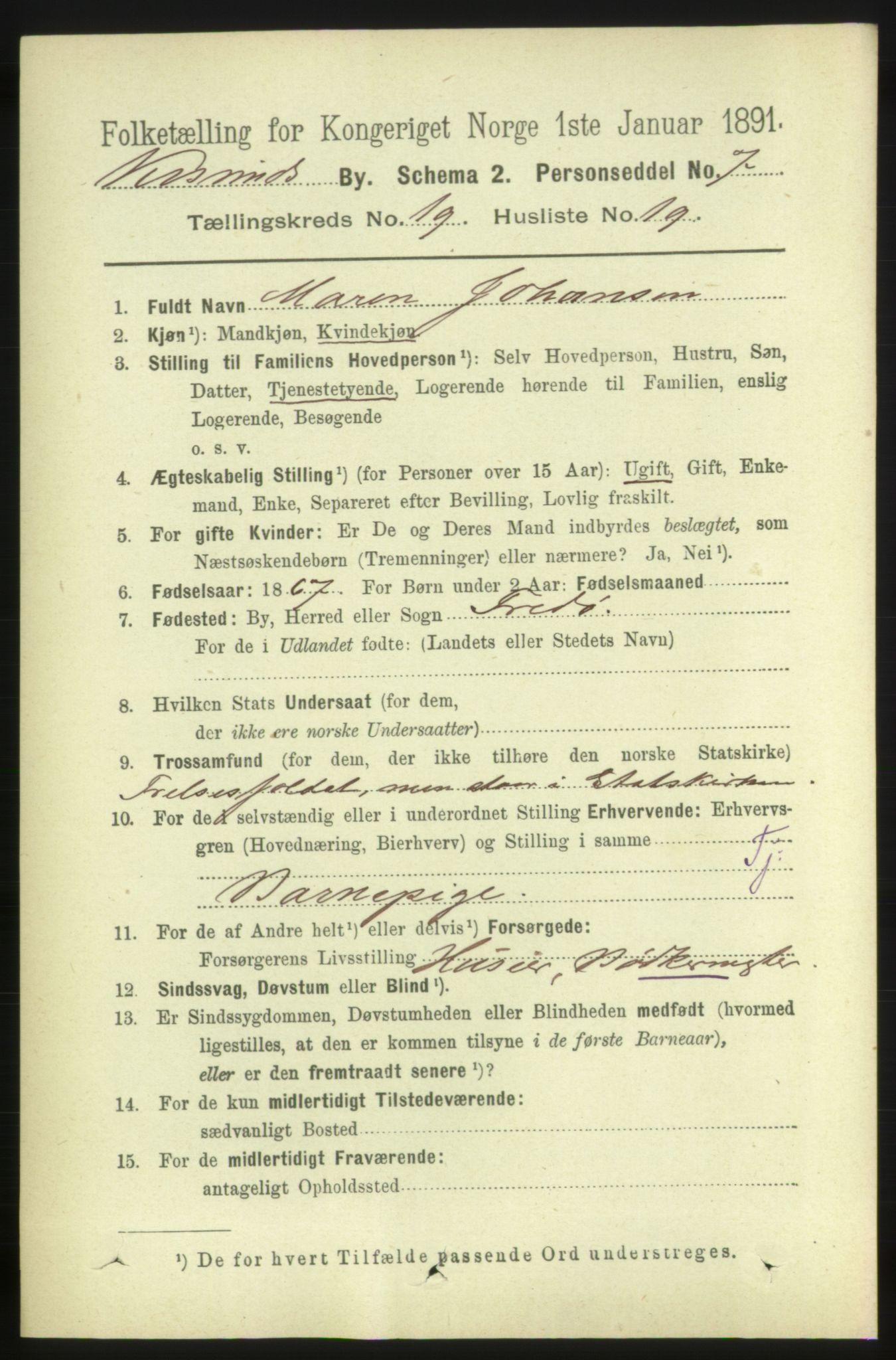 RA, 1891 census for 1503 Kristiansund, 1891, p. 12630