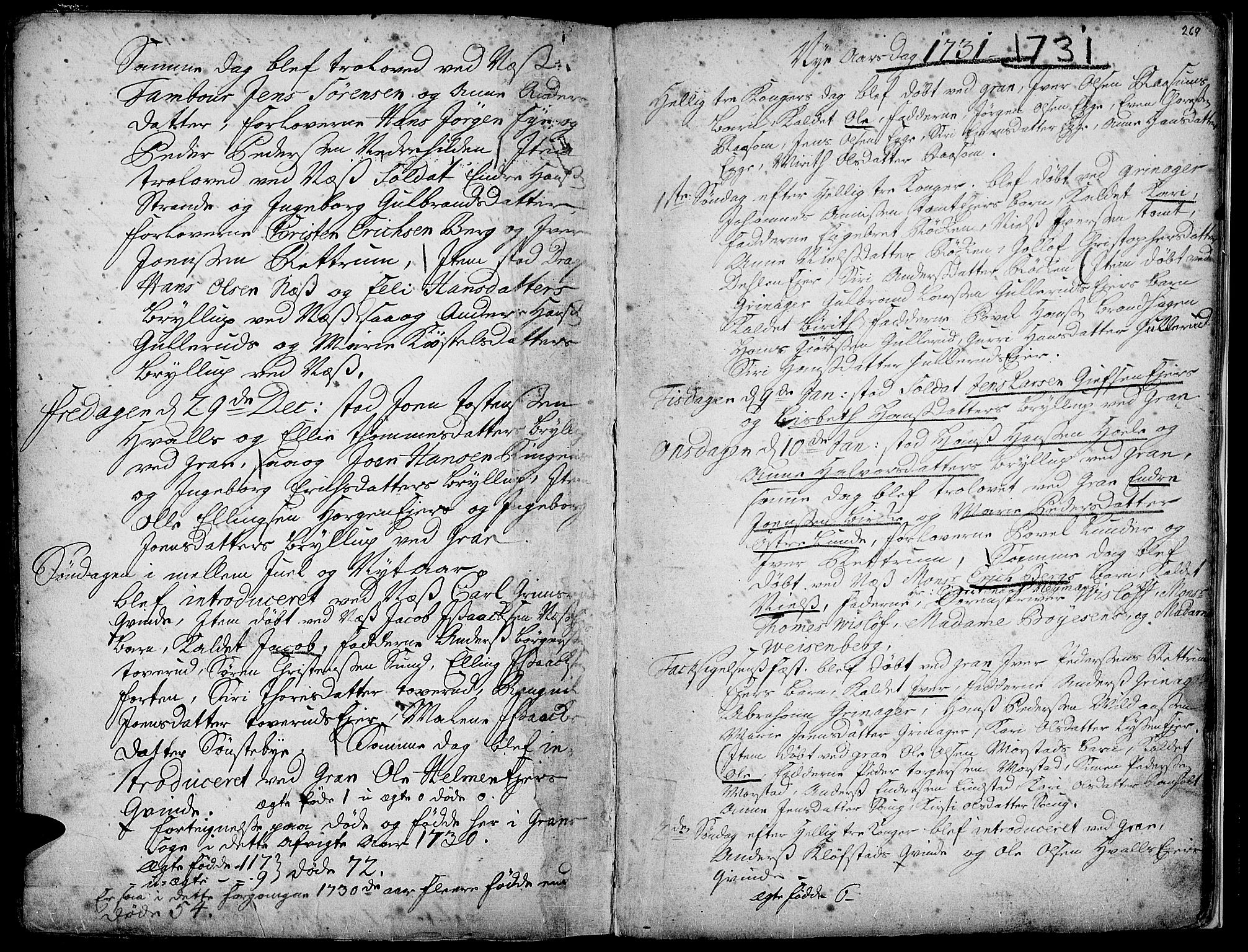 Gran prestekontor, AV/SAH-PREST-112/H/Ha/Haa/L0001: Parish register (official) no. 1, 1707-1731, p. 269