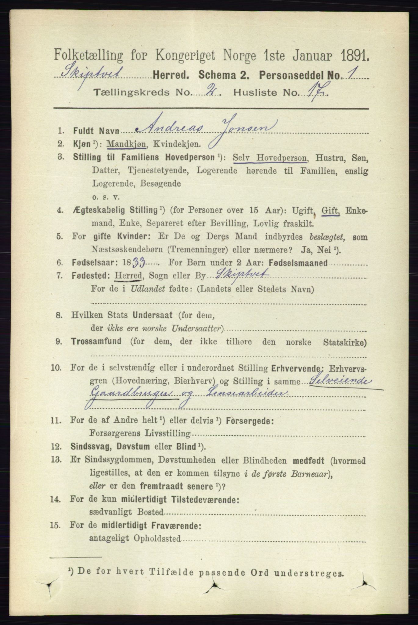 RA, 1891 census for 0127 Skiptvet, 1891, p. 644