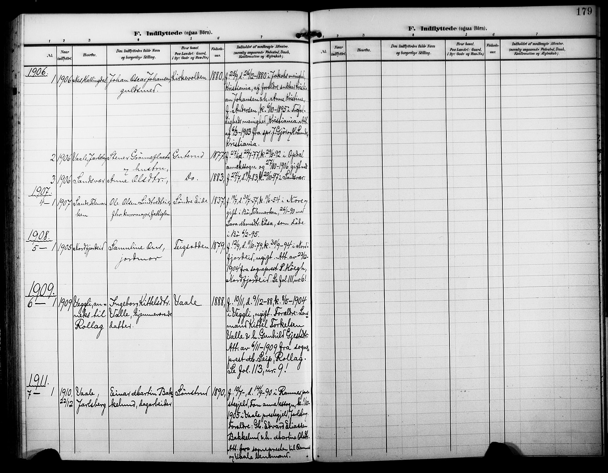 Nore kirkebøker, AV/SAKO-A-238/F/Fb/L0003: Parish register (official) no. II 3, 1906-1926, p. 179