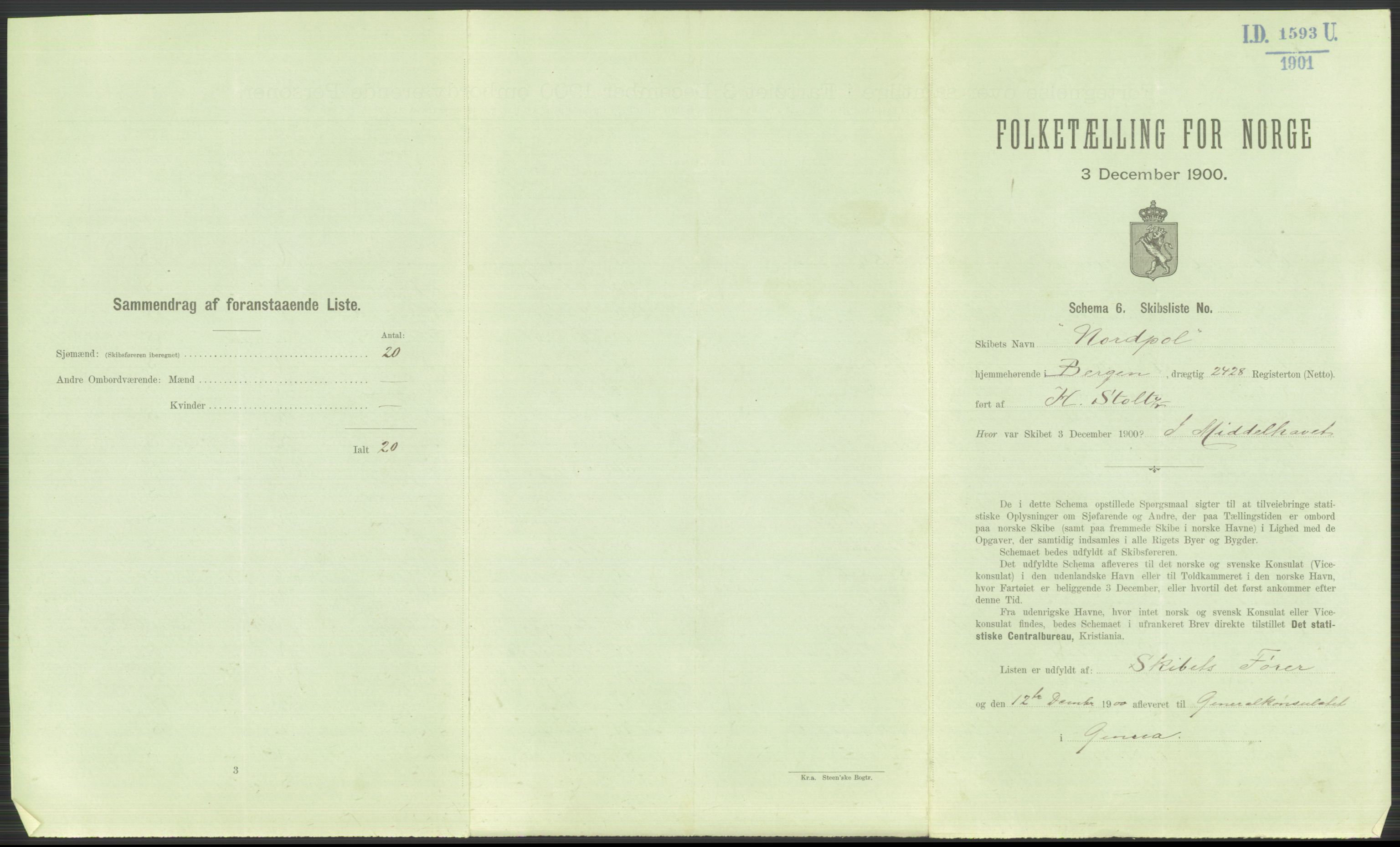 RA, 1900 Census - ship lists from ships in Norwegian harbours, harbours abroad and at sea, 1900, p. 5637