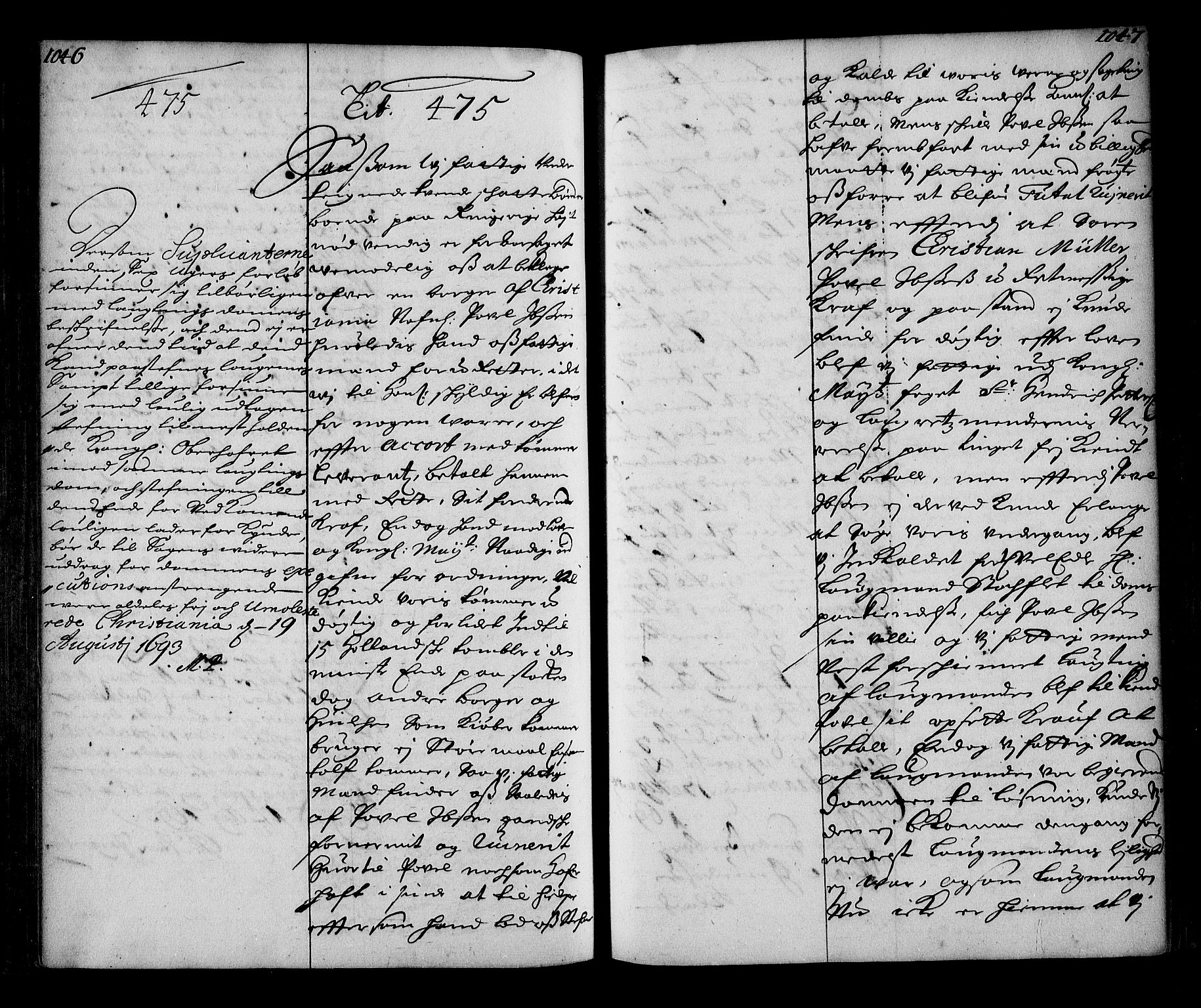 Stattholderembetet 1572-1771, AV/RA-EA-2870/Ae/L0010: Supplikasjons- og resolusjonsprotokoll, 1692-1693, p. 1046-1047