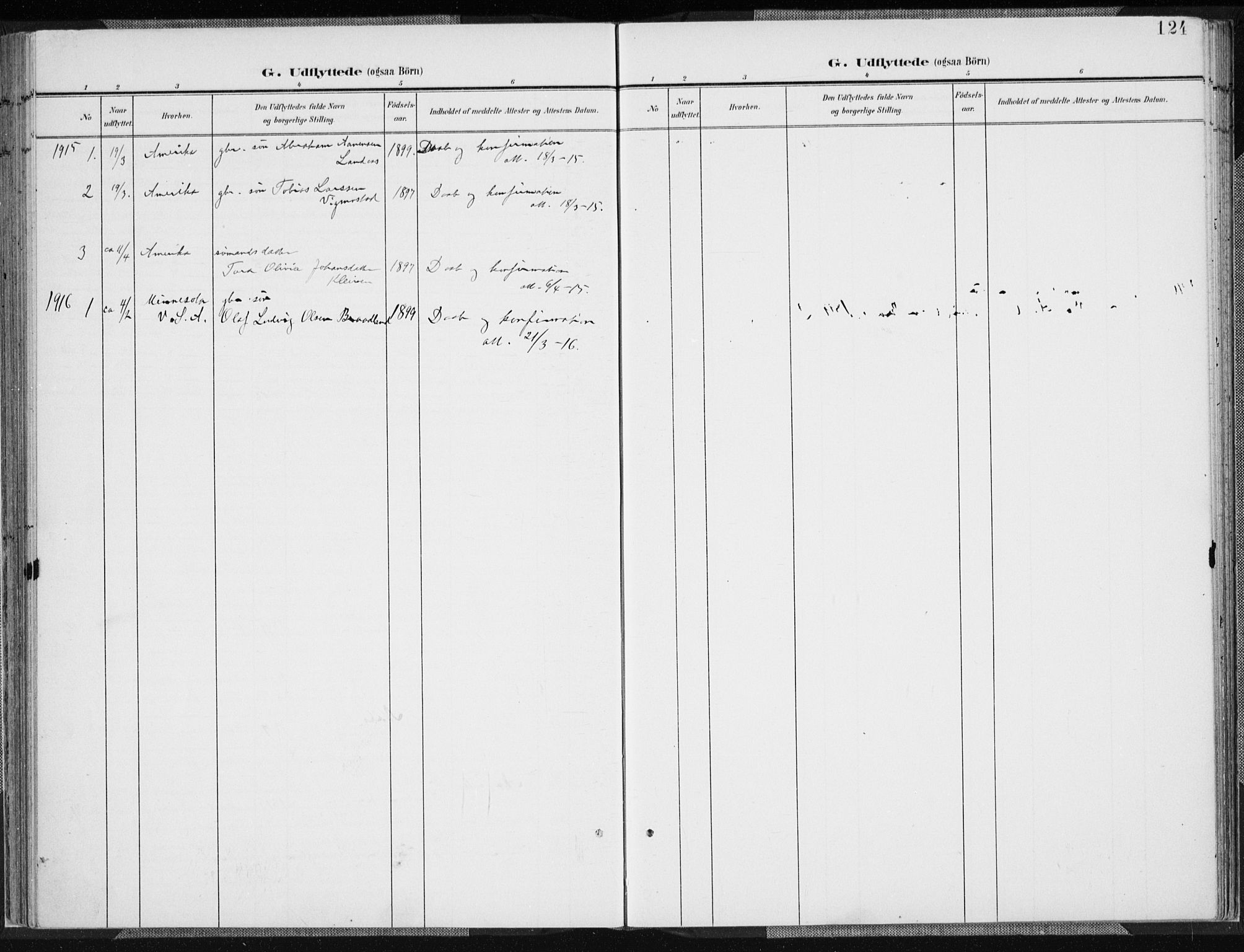 Nord-Audnedal sokneprestkontor, SAK/1111-0032/F/Fa/Fab/L0004: Parish register (official) no. A 4, 1901-1917, p. 124