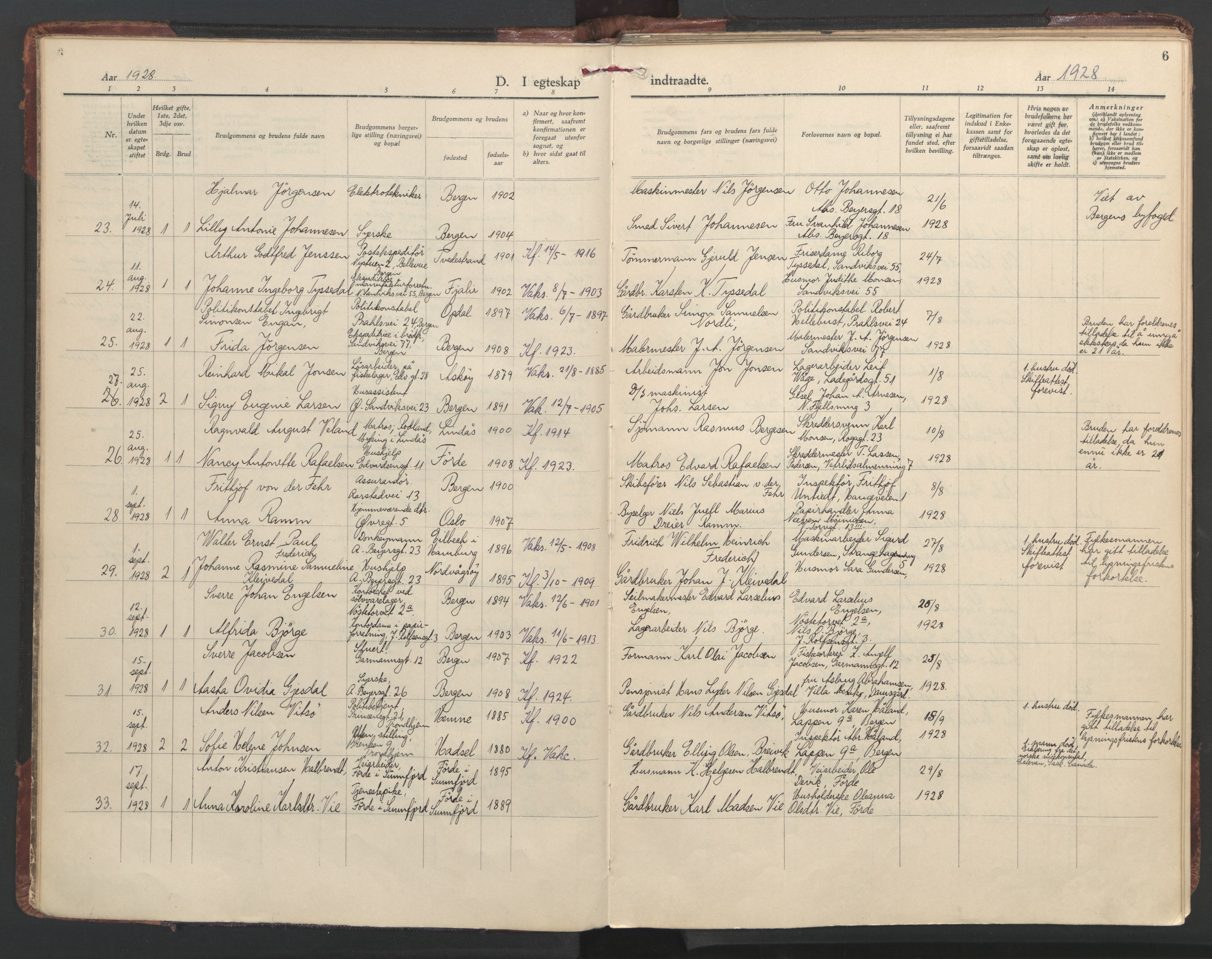 St. Olavs Sokneprestembete, AV/SAB-A-78101/H/Haa: Parish register (official) no. C 1, 1928-1954, p. 6