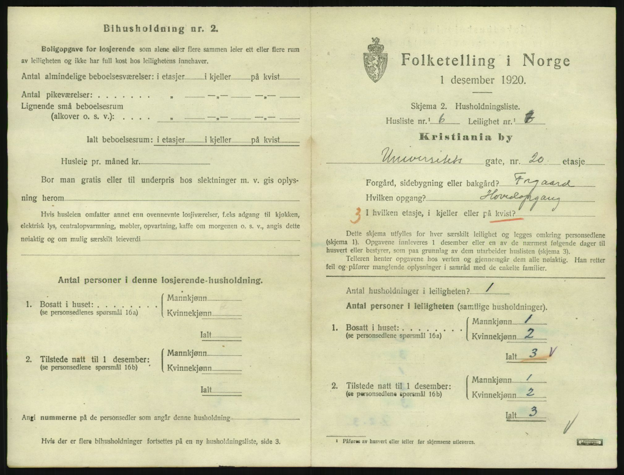 SAO, 1920 census for Kristiania, 1920, p. 123123