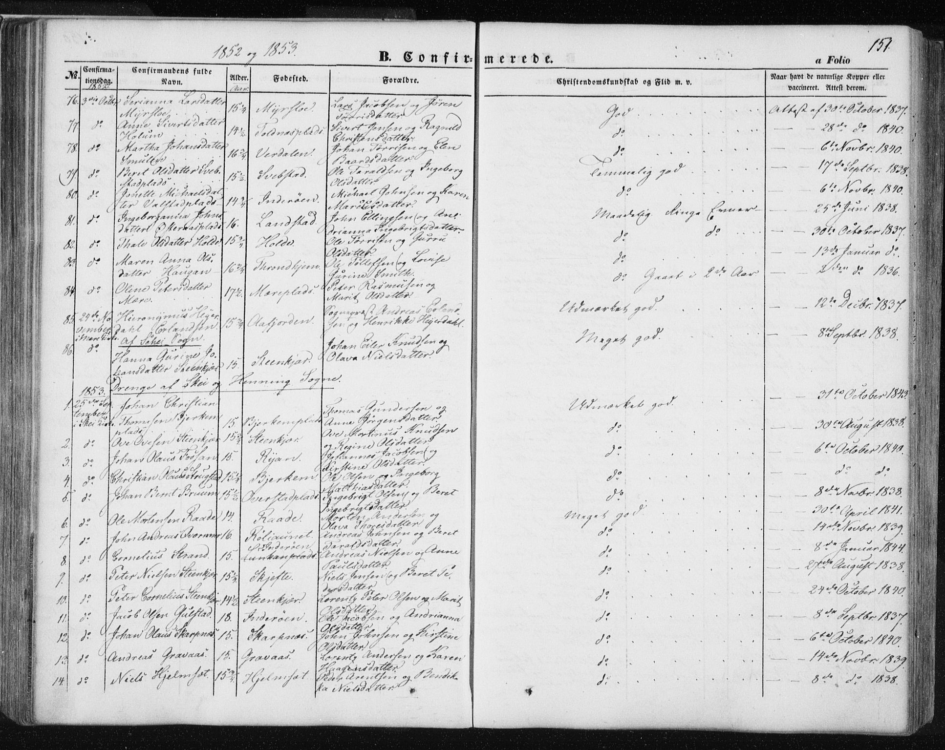 Ministerialprotokoller, klokkerbøker og fødselsregistre - Nord-Trøndelag, SAT/A-1458/735/L0342: Parish register (official) no. 735A07 /1, 1849-1862, p. 151