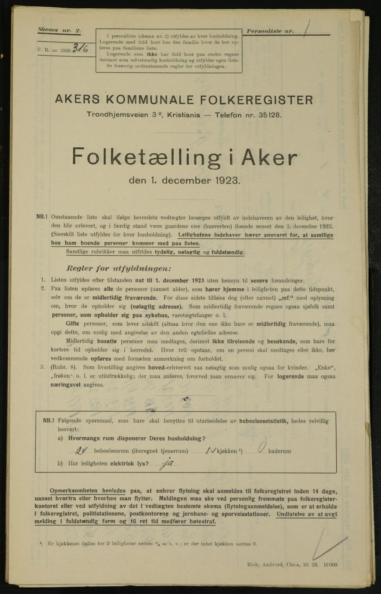 , Municipal Census 1923 for Aker, 1923, p. 24558