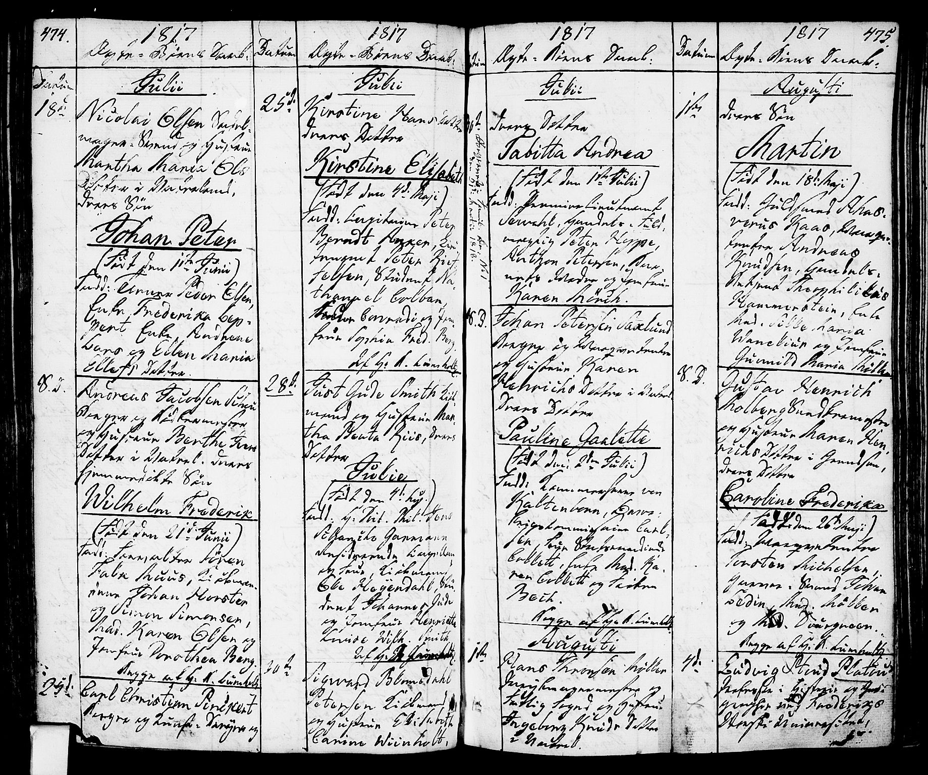 Oslo domkirke Kirkebøker, SAO/A-10752/F/Fa/L0006: Parish register (official) no. 6, 1807-1817, p. 474-475