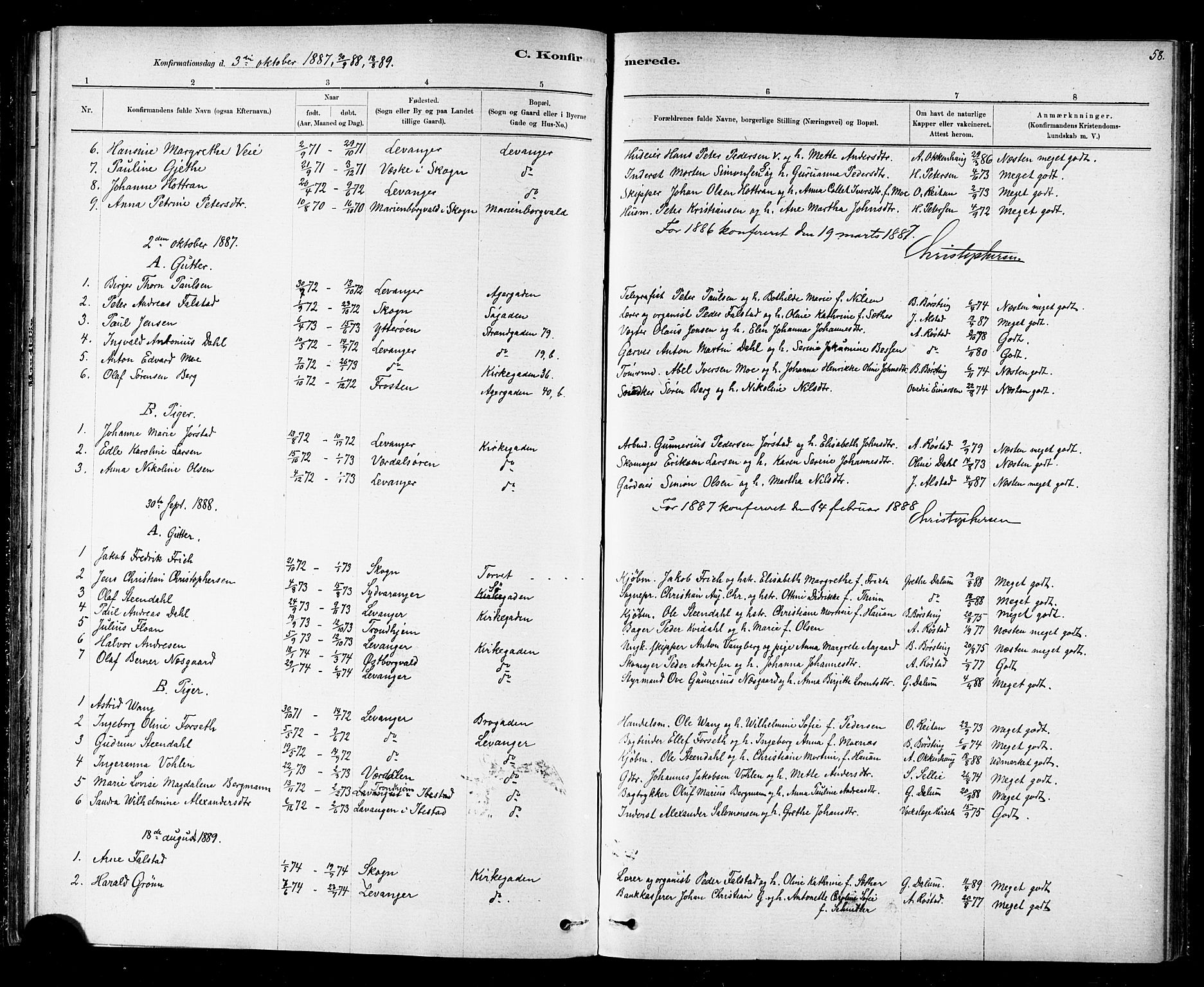 Ministerialprotokoller, klokkerbøker og fødselsregistre - Nord-Trøndelag, SAT/A-1458/720/L0192: Parish register (copy) no. 720C01, 1880-1917, p. 58