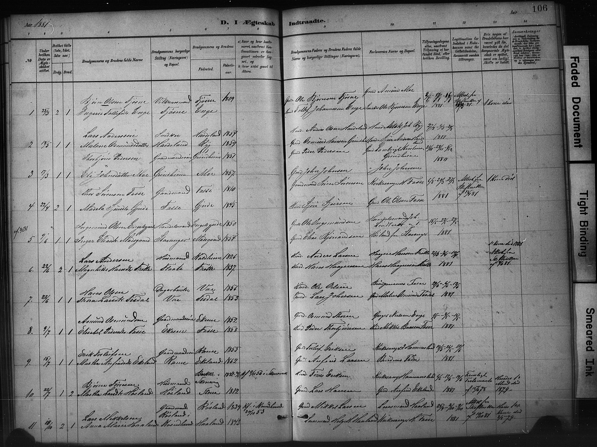Etne sokneprestembete, SAB/A-75001/H/Hab: Parish register (copy) no. A 5, 1879-1896, p. 106