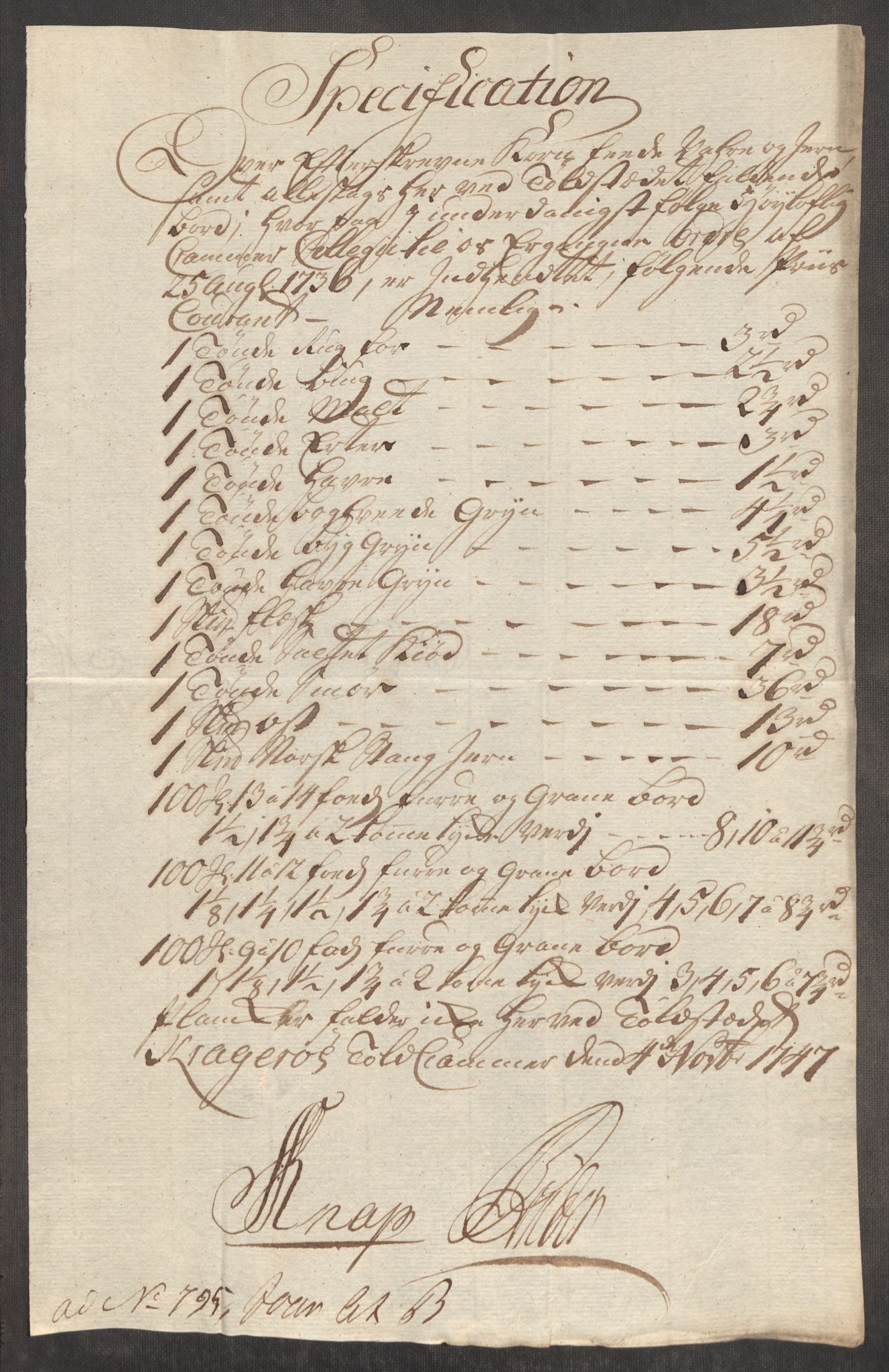 Rentekammeret inntil 1814, Realistisk ordnet avdeling, AV/RA-EA-4070/Oe/L0003: [Ø1]: Priskuranter, 1745-1748, p. 594