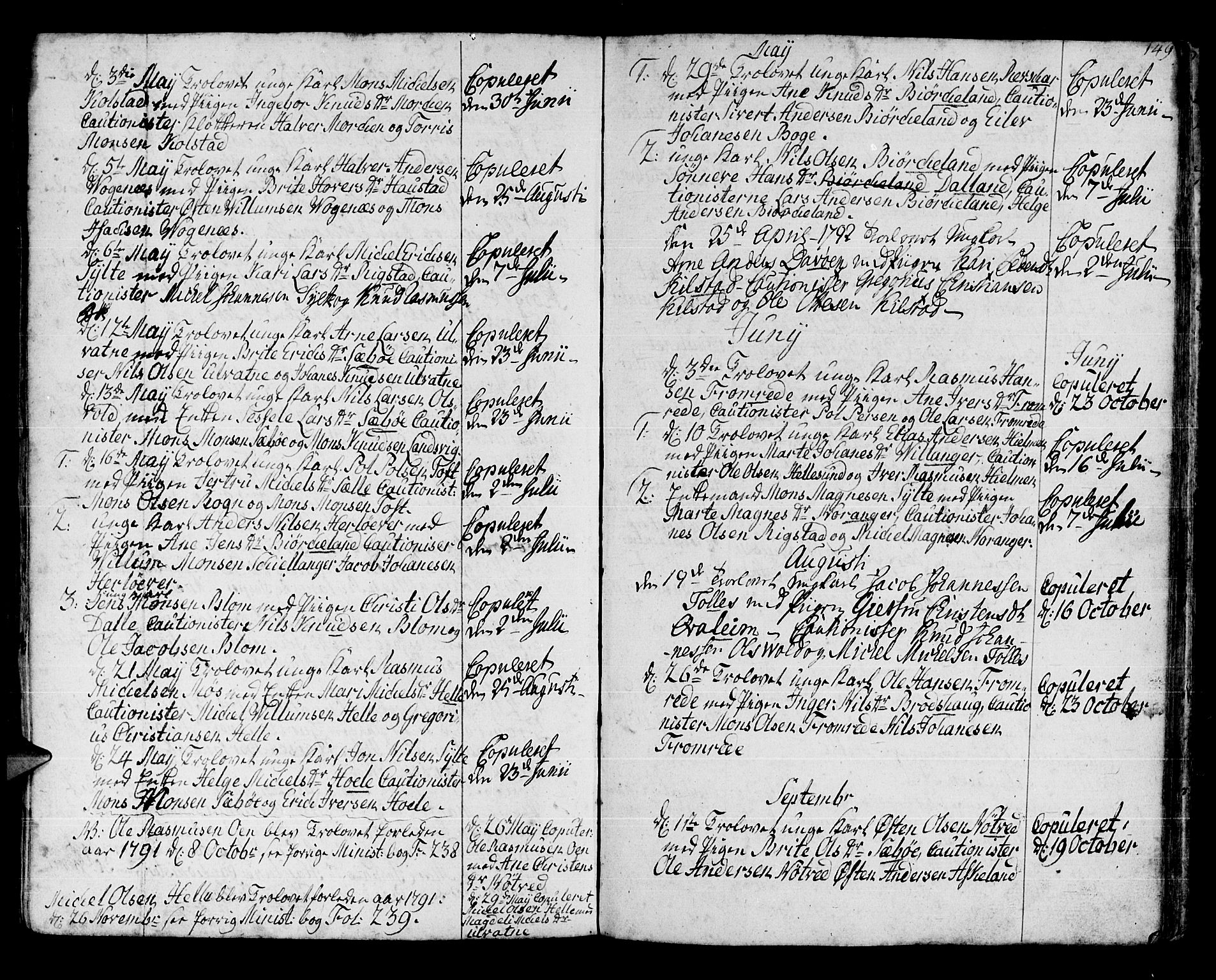 Manger sokneprestembete, SAB/A-76801/H/Haa: Parish register (official) no. A 2, 1792-1815, p. 149
