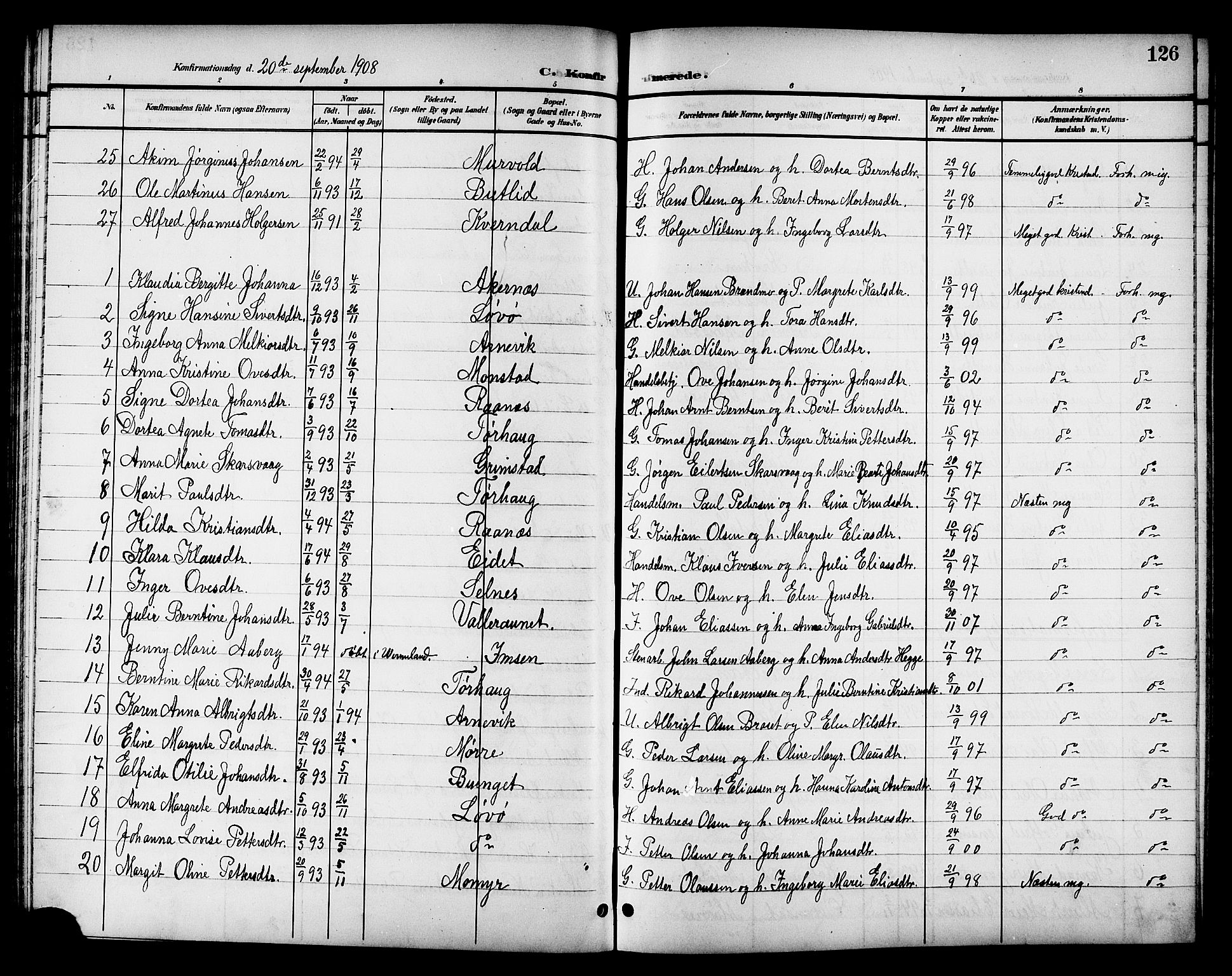 Ministerialprotokoller, klokkerbøker og fødselsregistre - Sør-Trøndelag, SAT/A-1456/655/L0688: Parish register (copy) no. 655C04, 1899-1922, p. 126